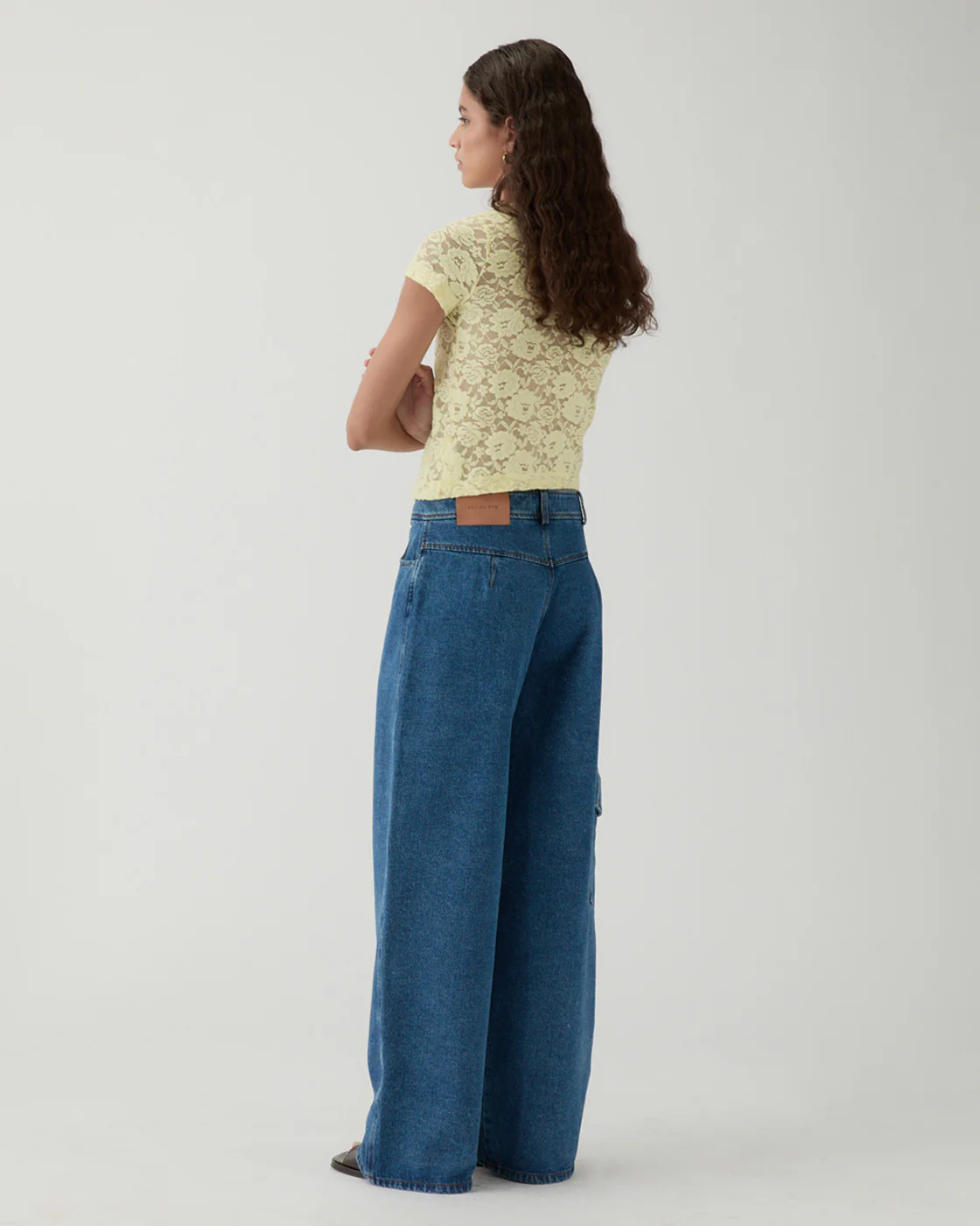 Adina T-Shirt Cotton Blend Floral Lace Yellow - Image 4