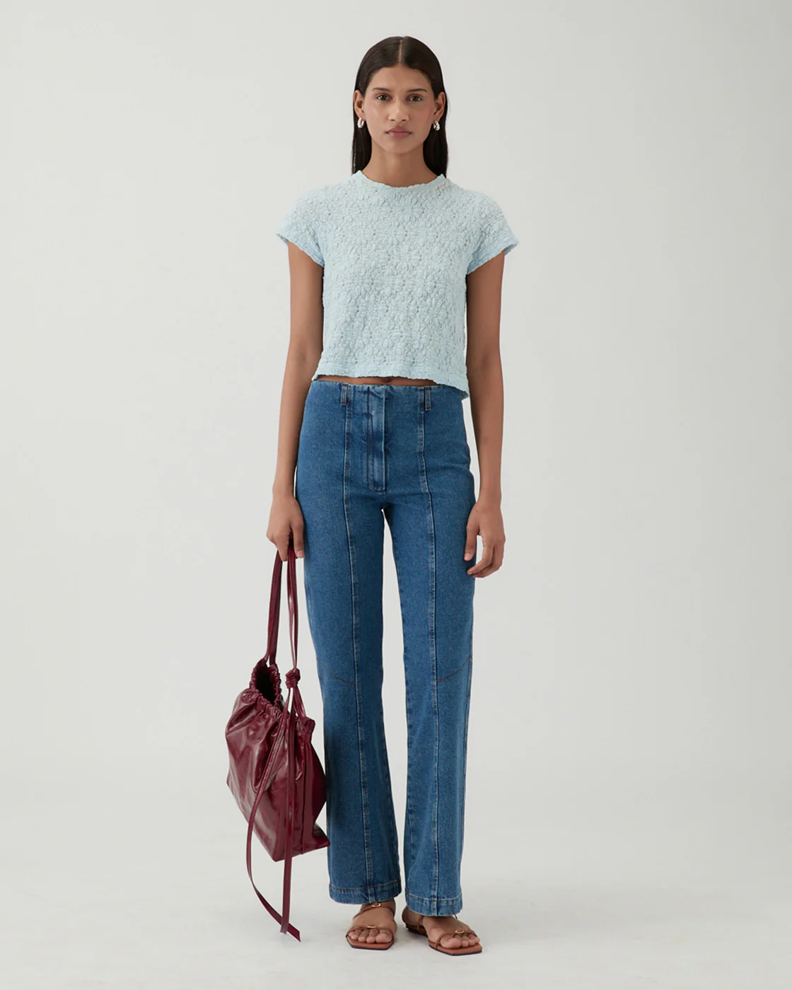 Adina T-shirt Lace Floral Blue - Image 2