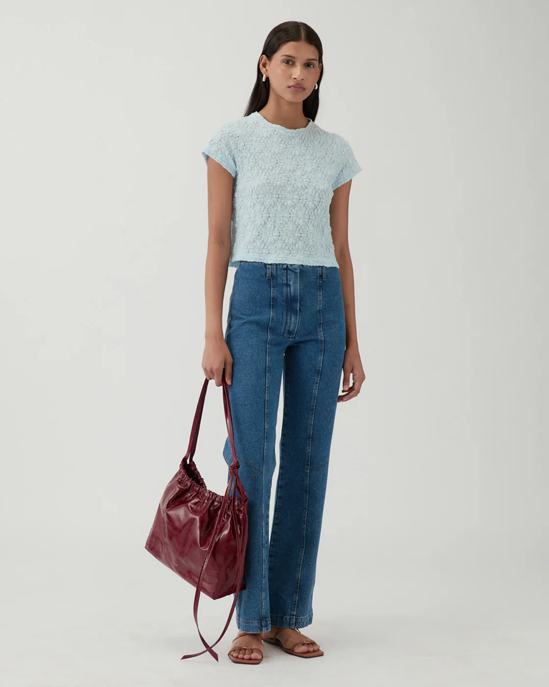 Adina T-shirt Lace Floral Blue - Image 4