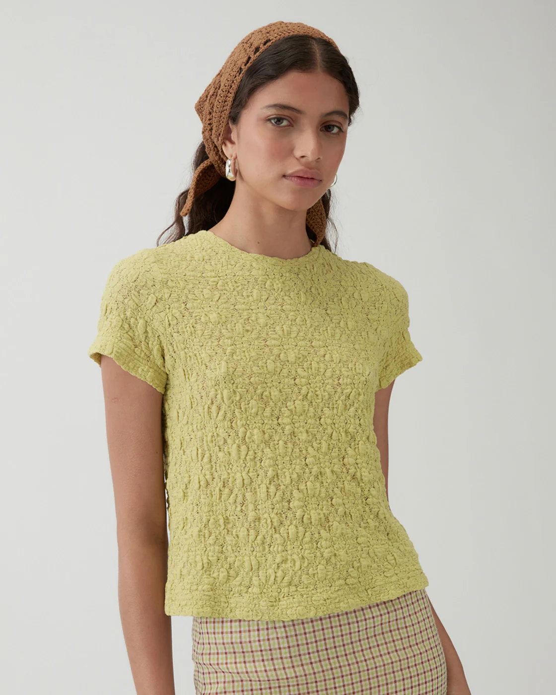 Adina T-shirt Lace Floral Lime - Image 2