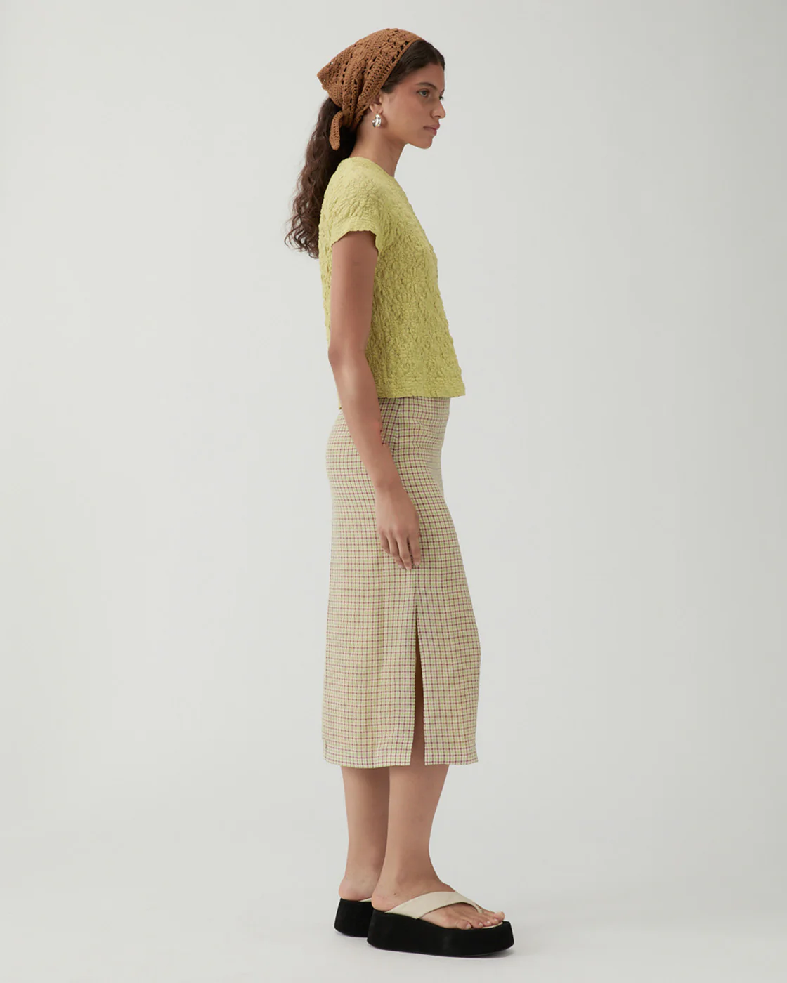 Adina T-shirt Lace Floral Lime - Image 4