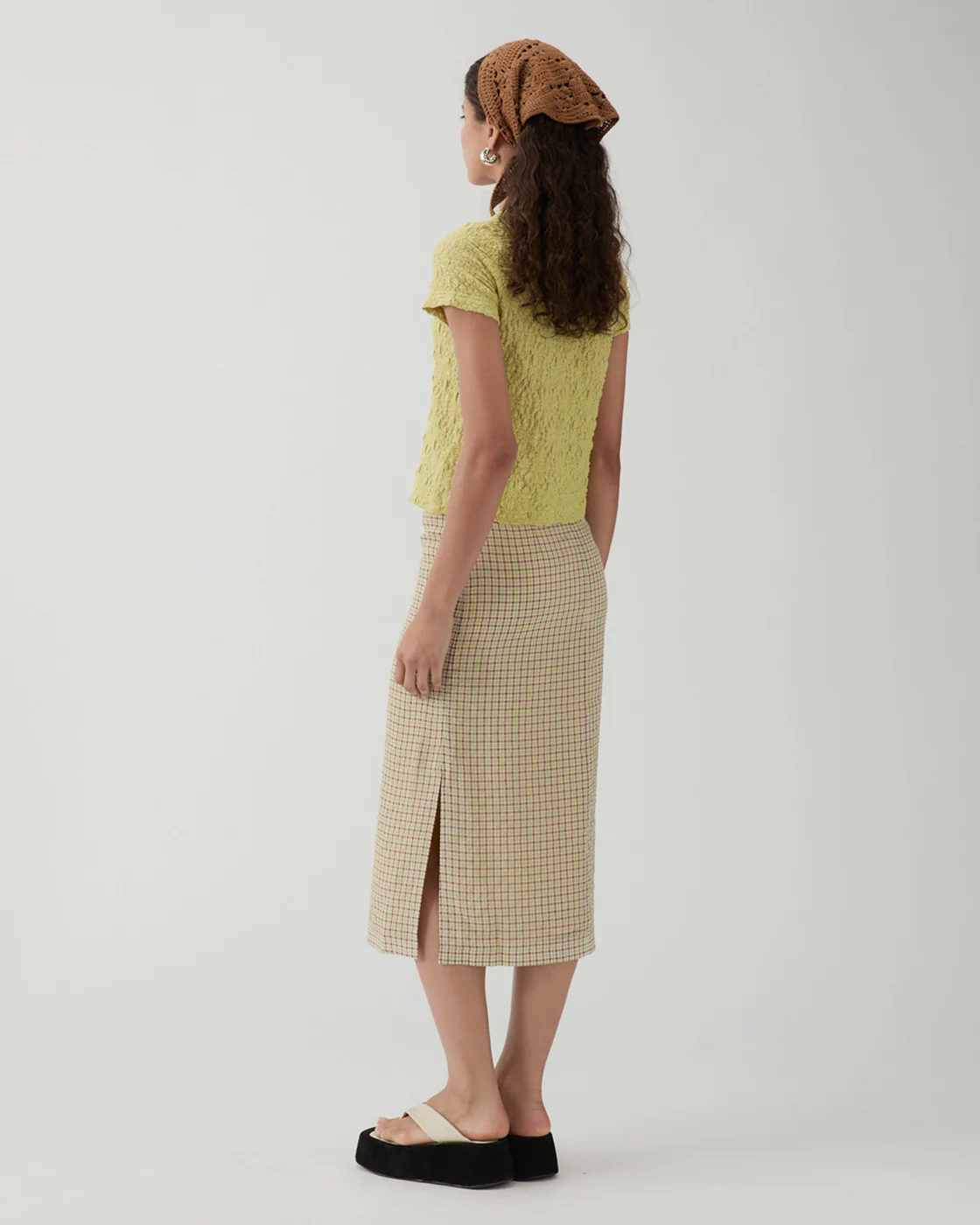 Adina T-shirt Lace Floral Lime - Image 5