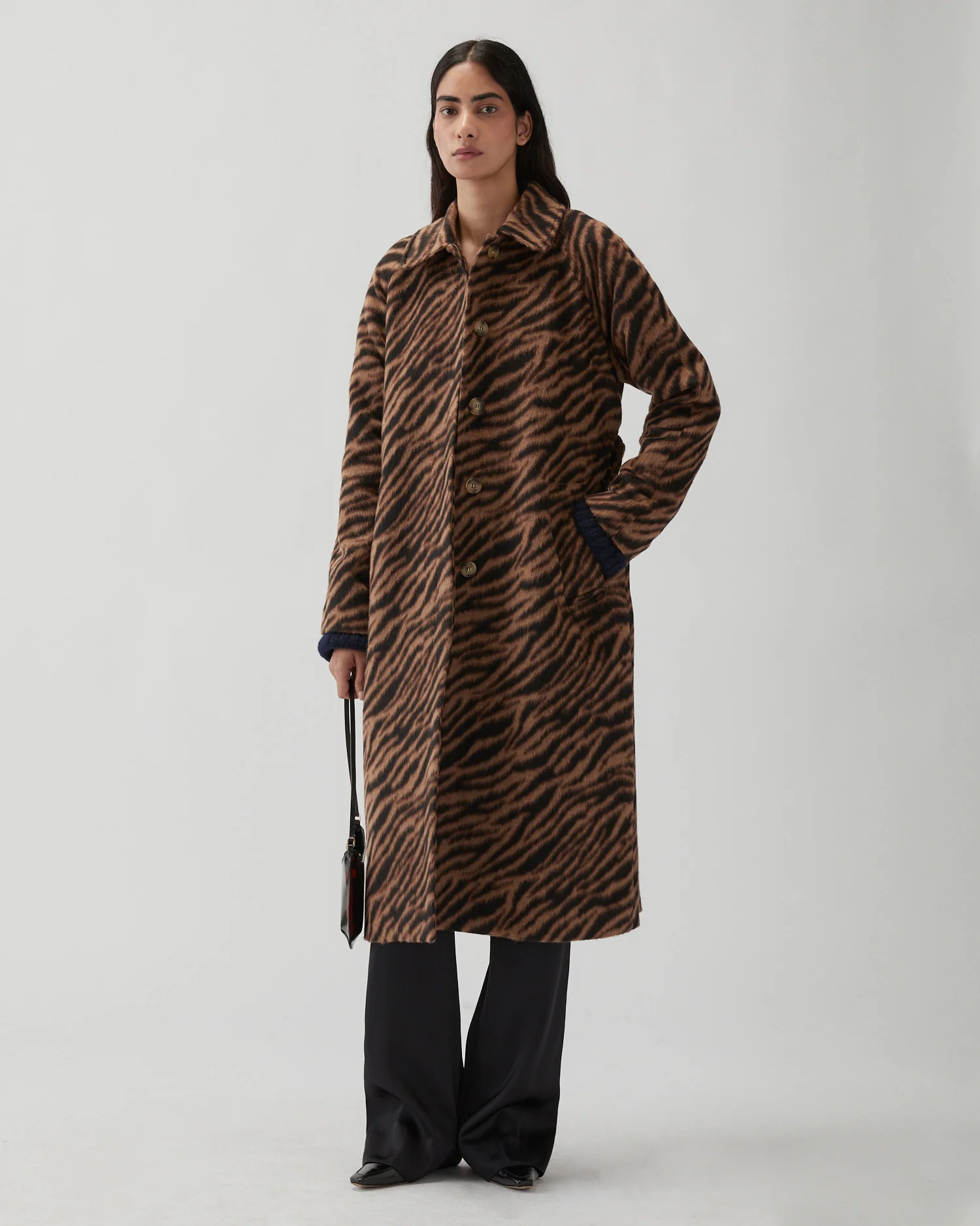 Alice Coat Wool Blend Jacquard Tiger Beige - Image 3