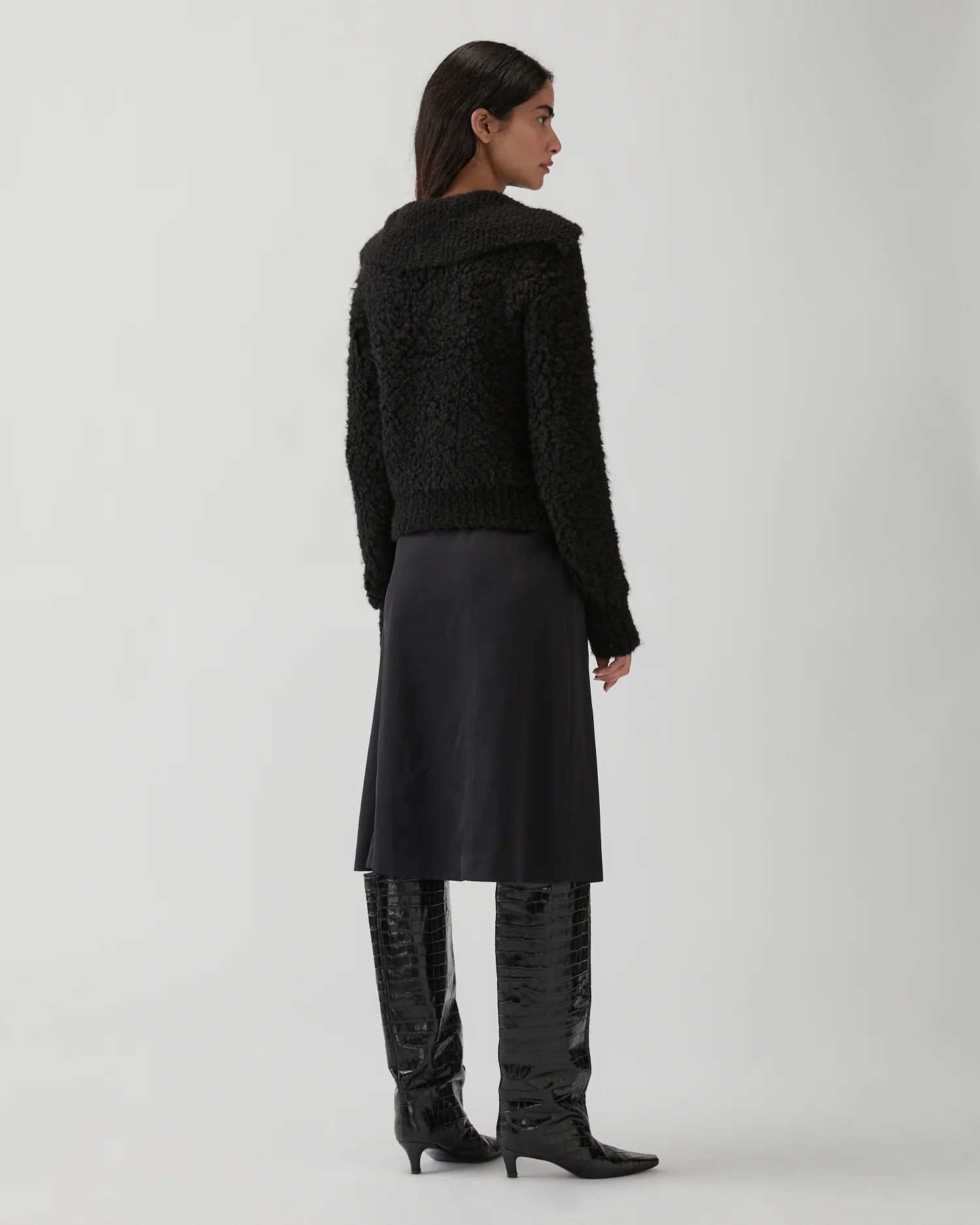 Ashley Cardigan Bouclé Alpaca Black - Image 3