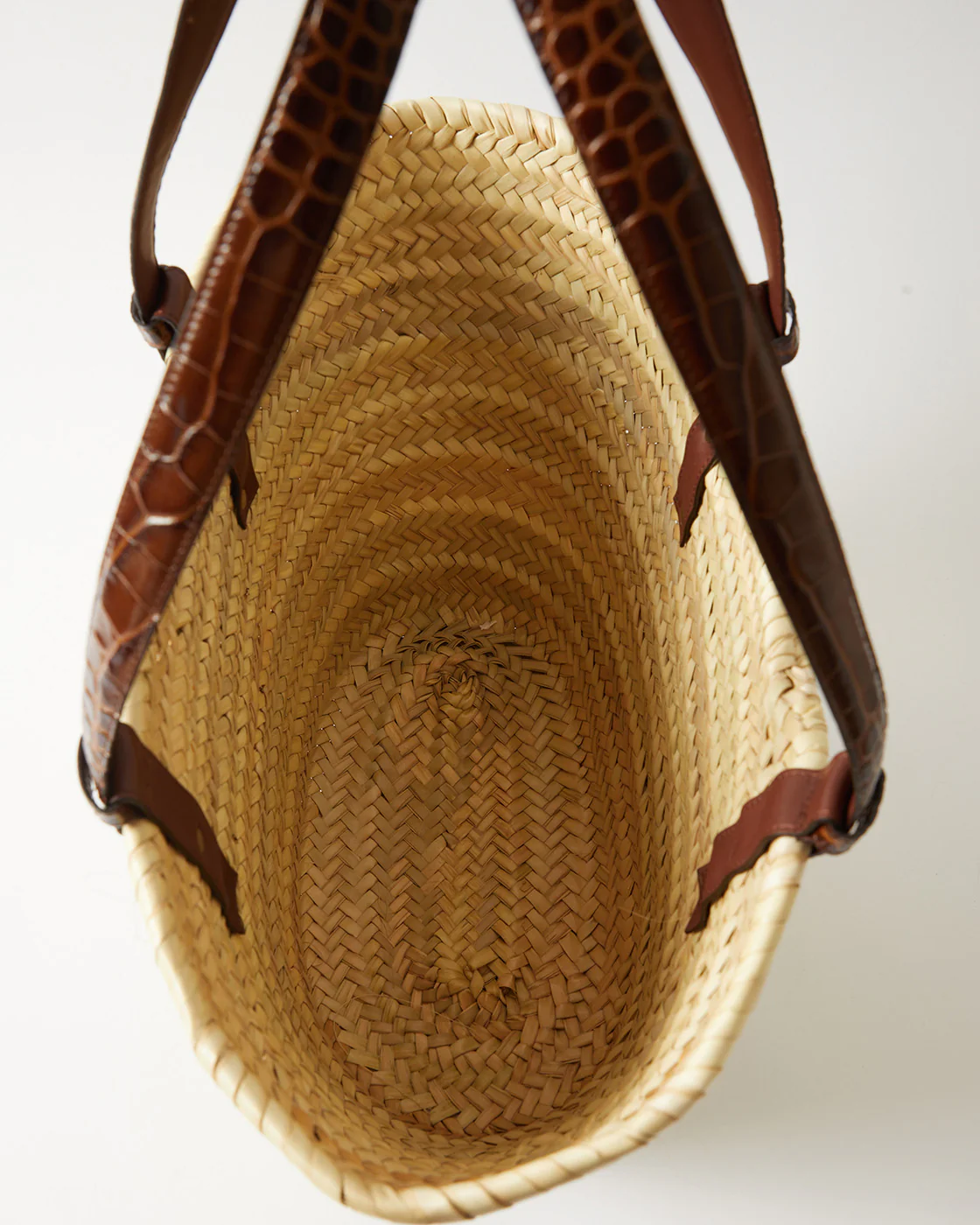 Basket Tote Leather Emboss Croc Brown - Image 6