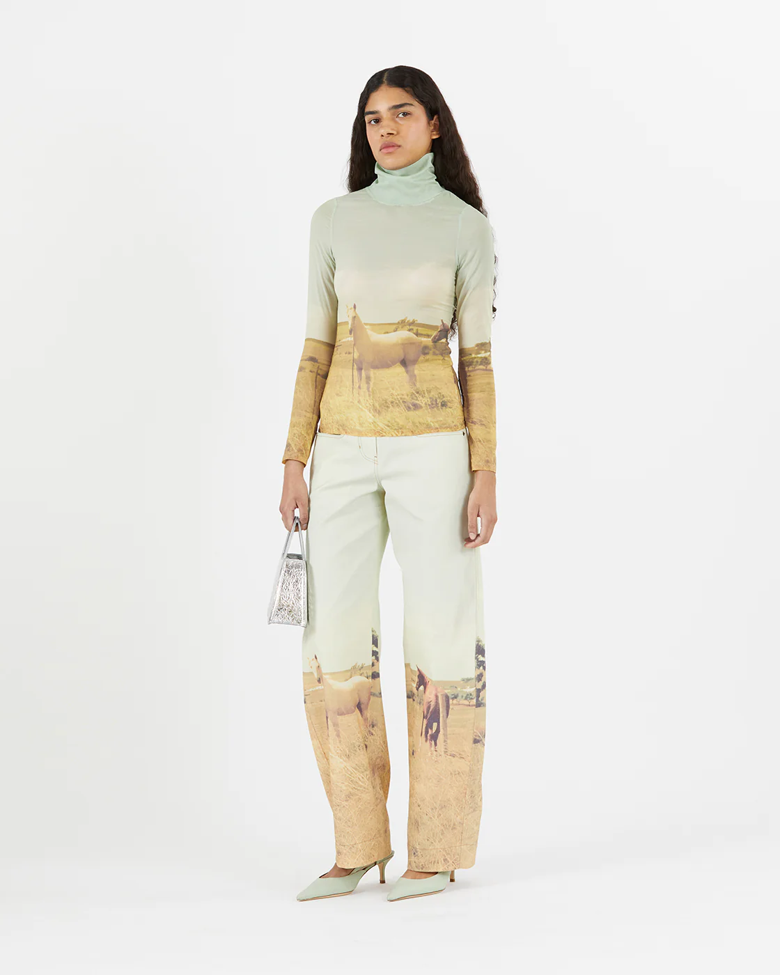 Bronte Top Mesh Print Horse - Image 3