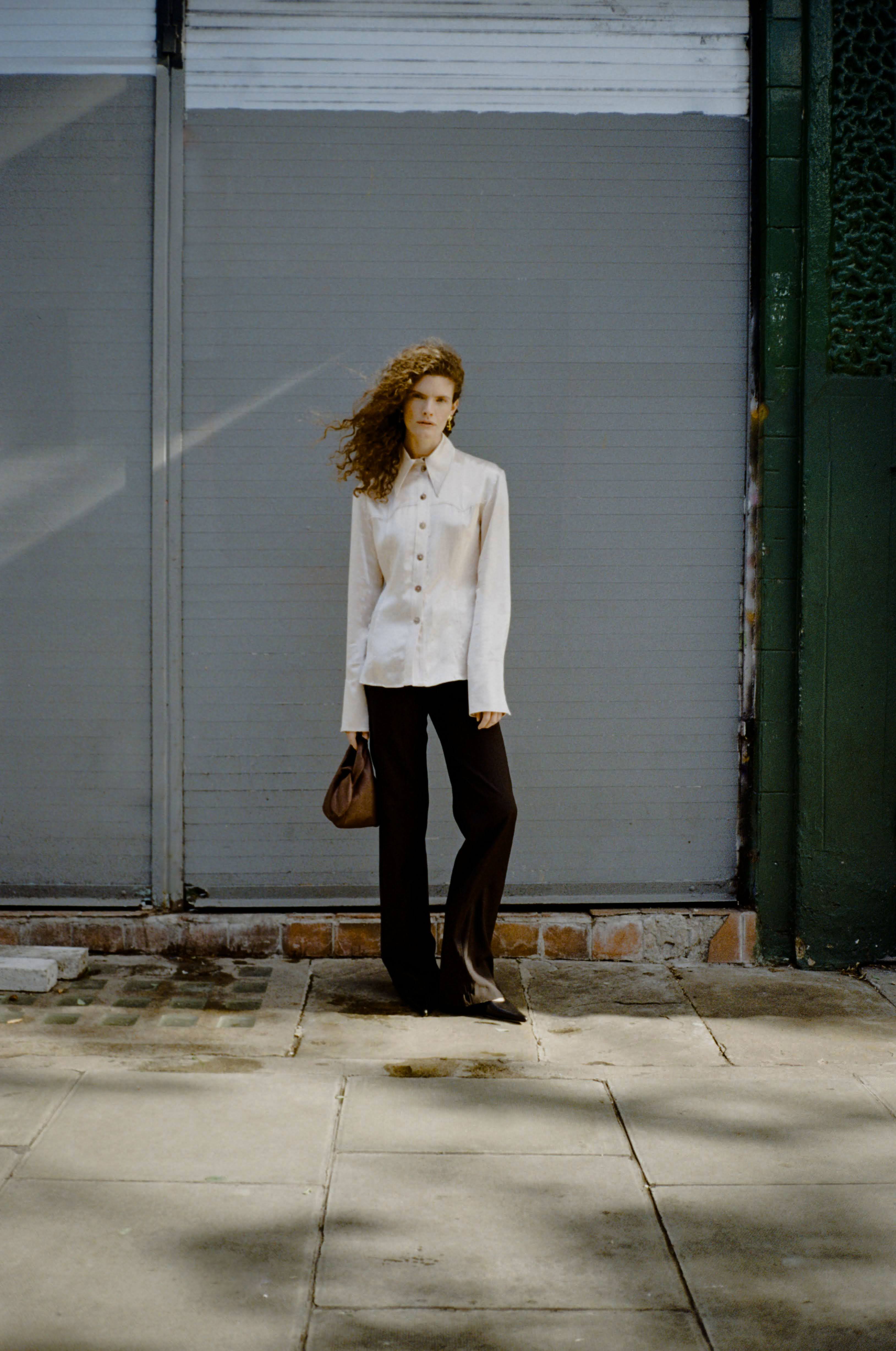 Camilla Shirt Satin Viscose Parchment - Image 4