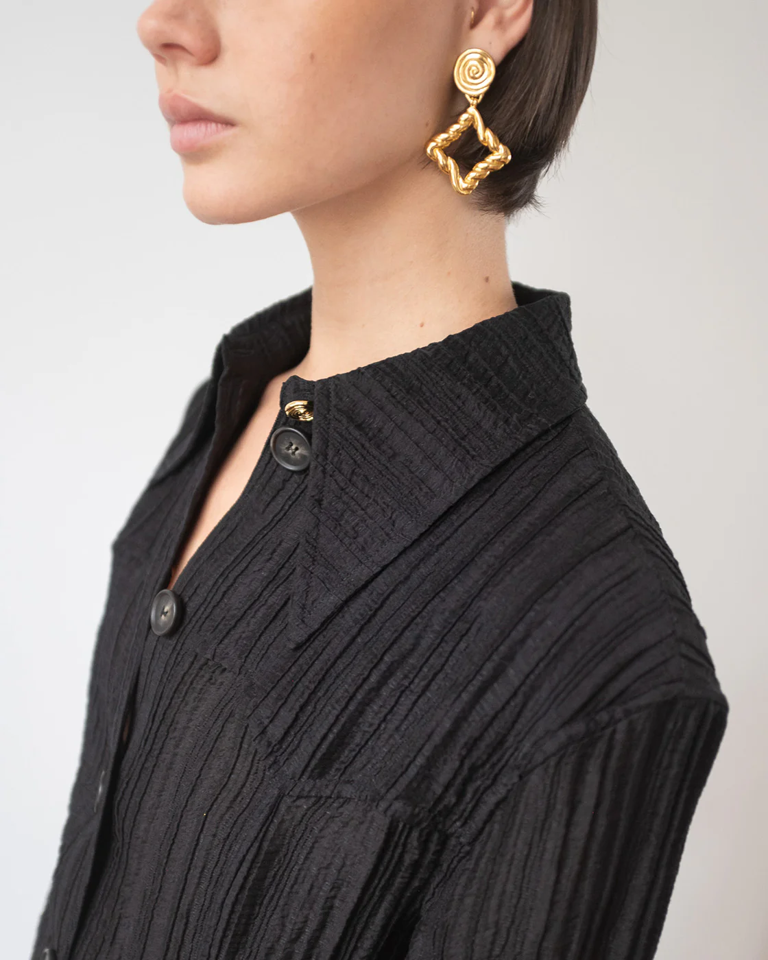 Camilla Shirt Tencel Blend Seersucker Black - Image 4