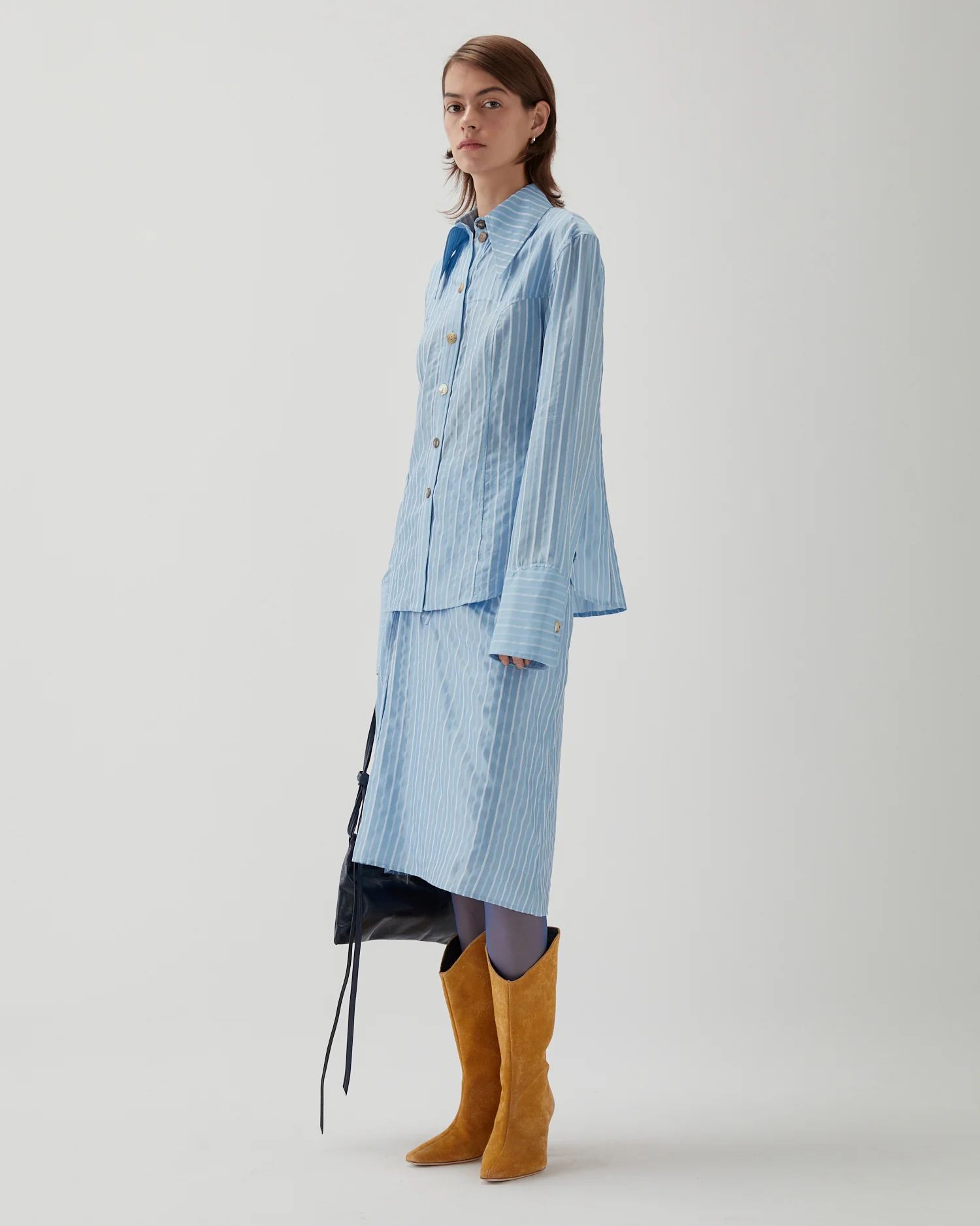 Camilla Shirt Viscose Blend Stripe Blue - Image 4