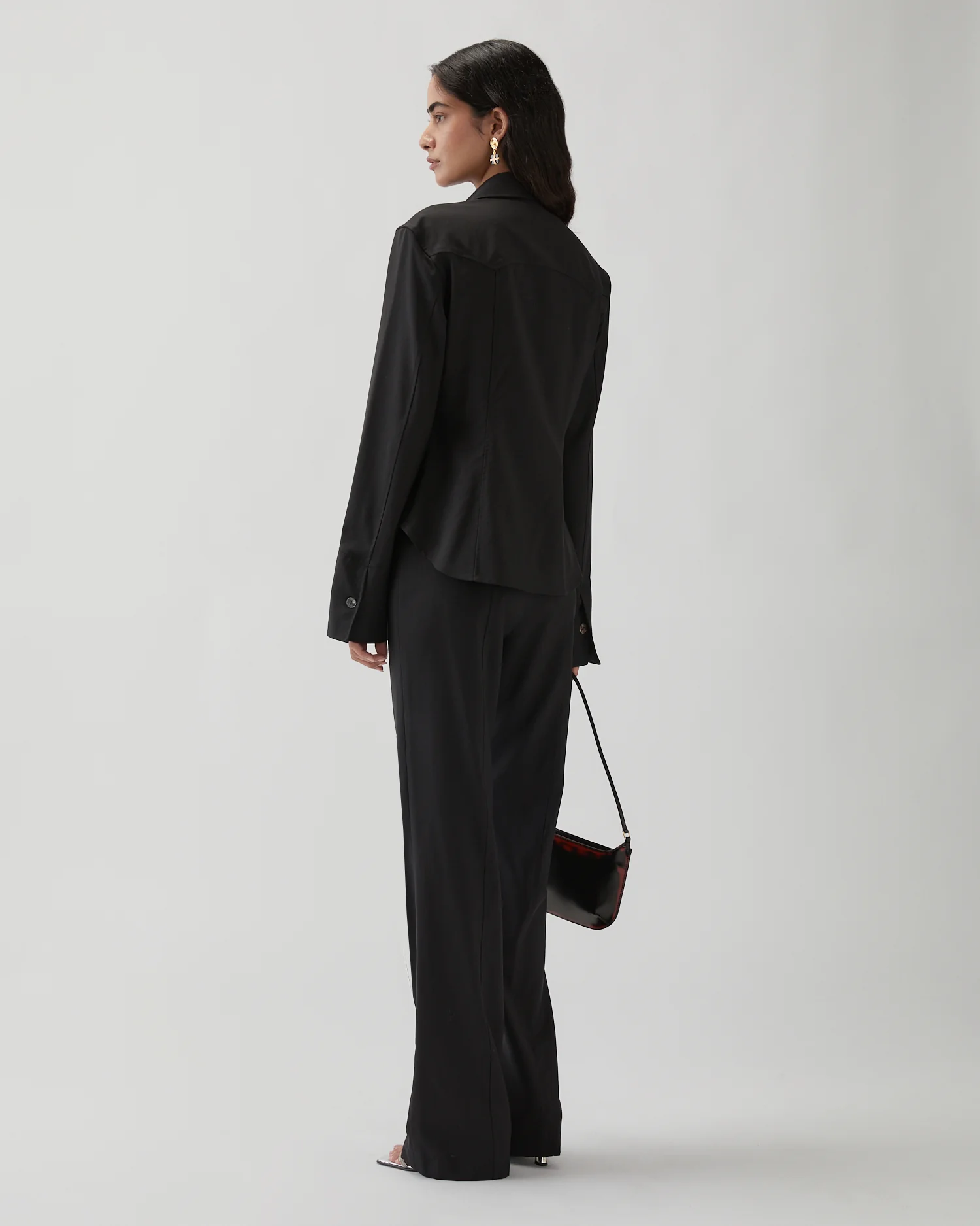Camilla Shirt Wool Suiting Black - Image 4