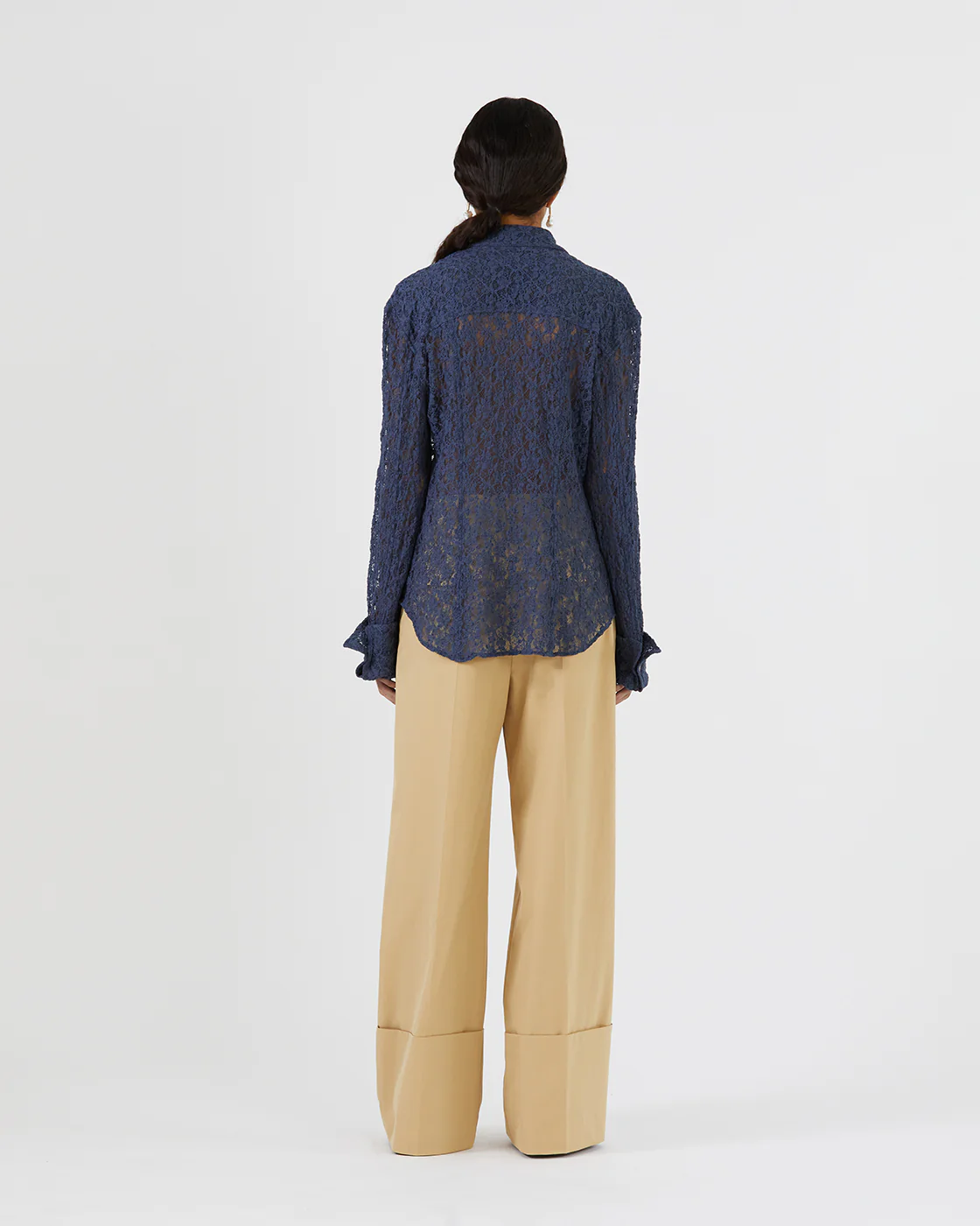 Camille Shirt Cotton Blend Lace Navy - Image 6