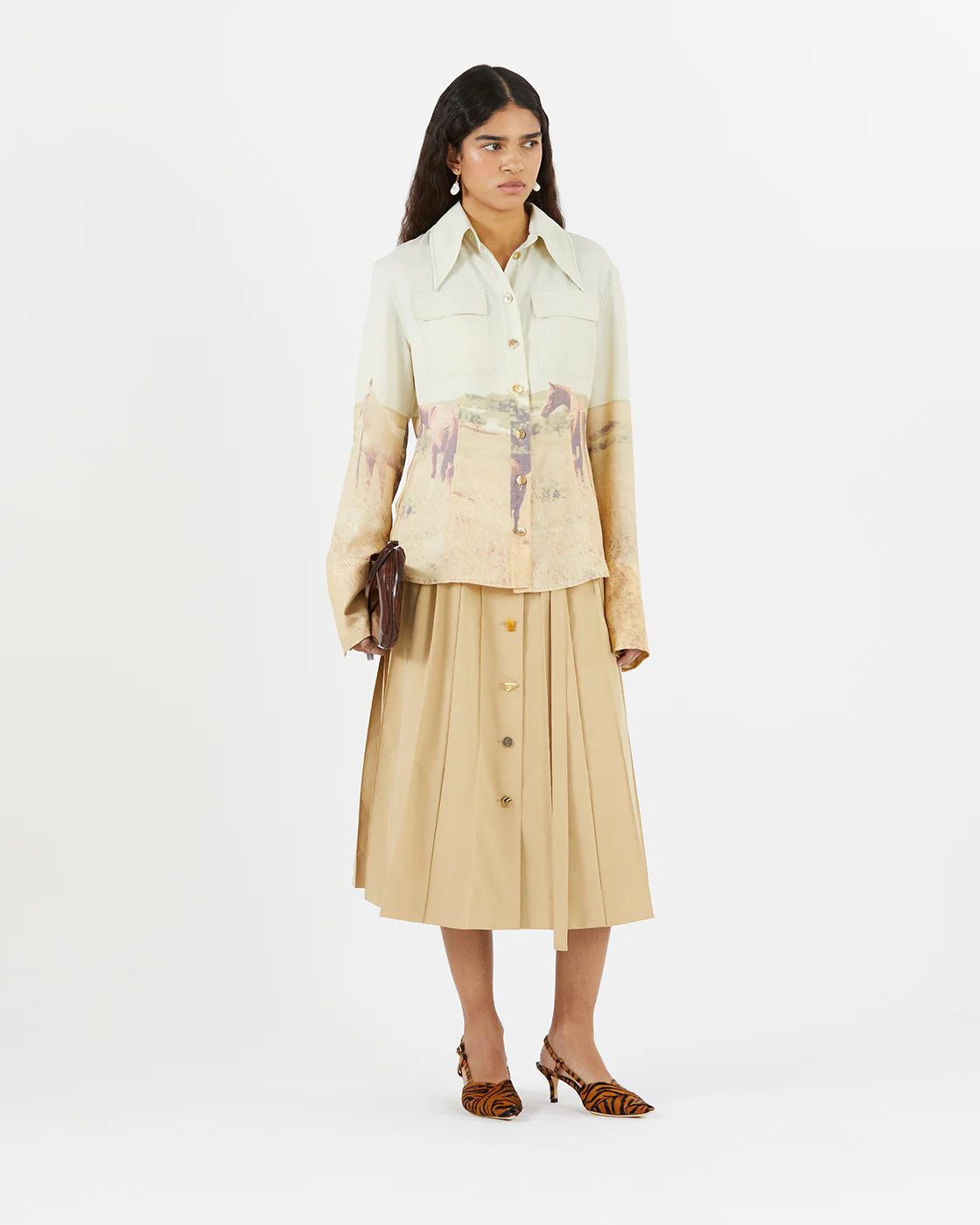 Camille Shirt Tencel Print Horse - Image 3