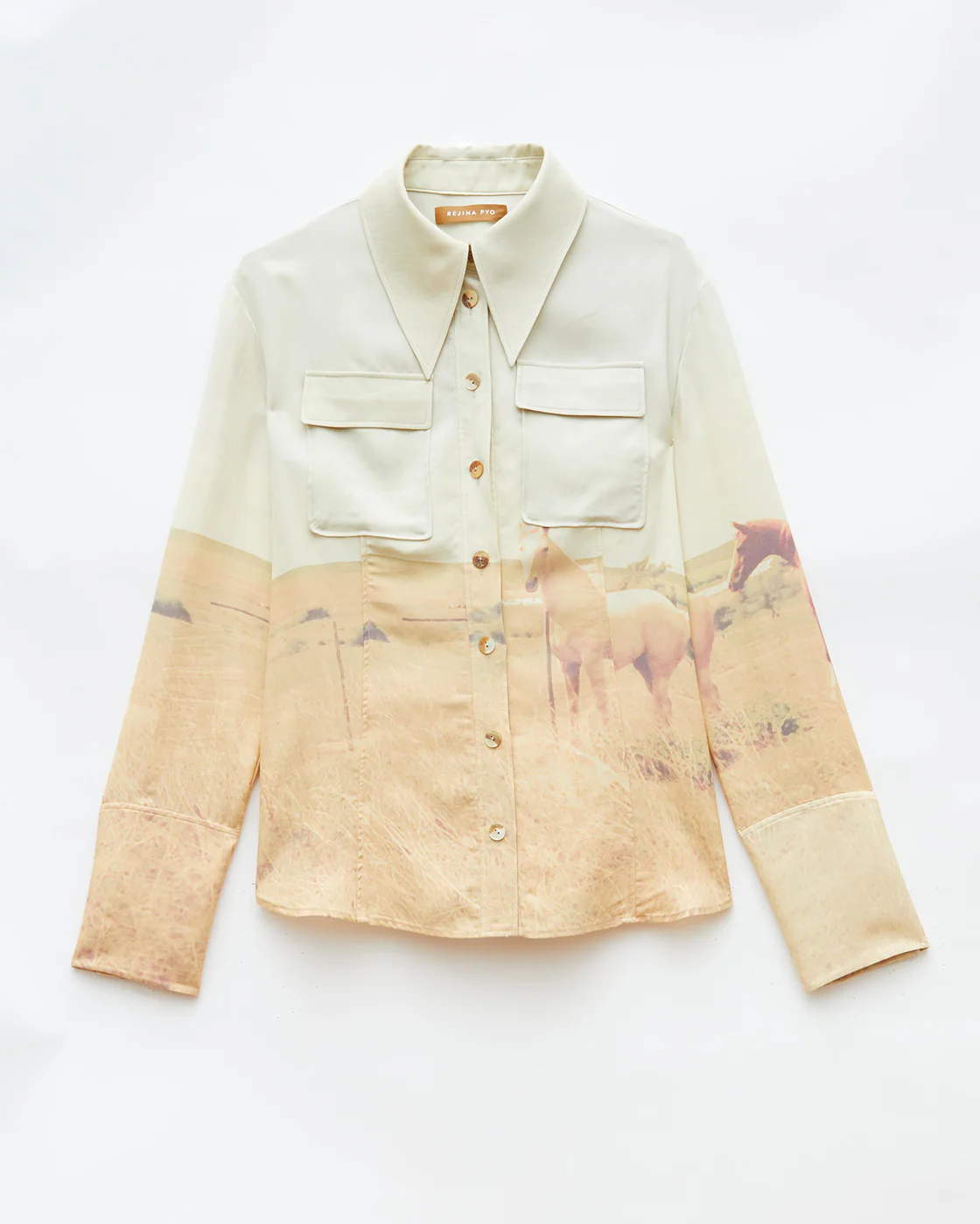 Camille Shirt Tencel Print Horse - Image 7