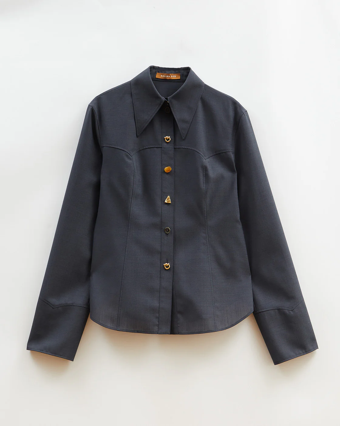 Camille Shirt Wool Blend Suiting Slate - Image 4