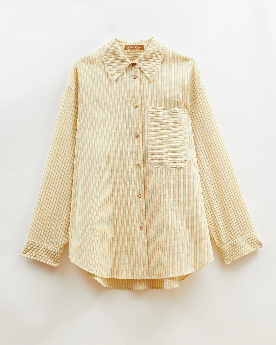 Caprice Shirt Cotton Seersucker Stripe Yellow - Image 6