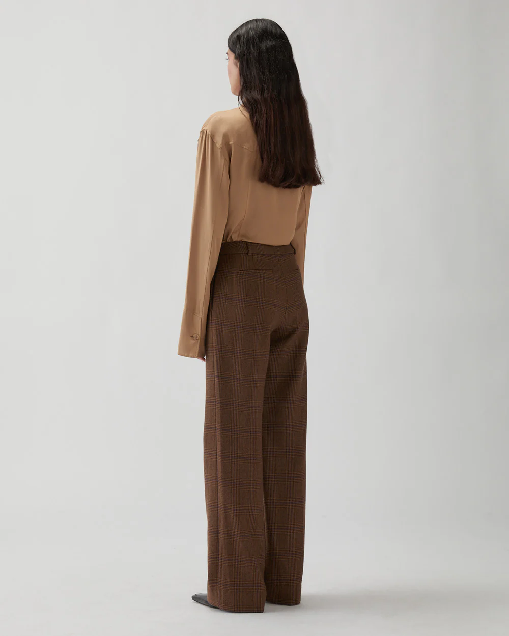 Cathy Trousers Wool Check Brown - Image 3