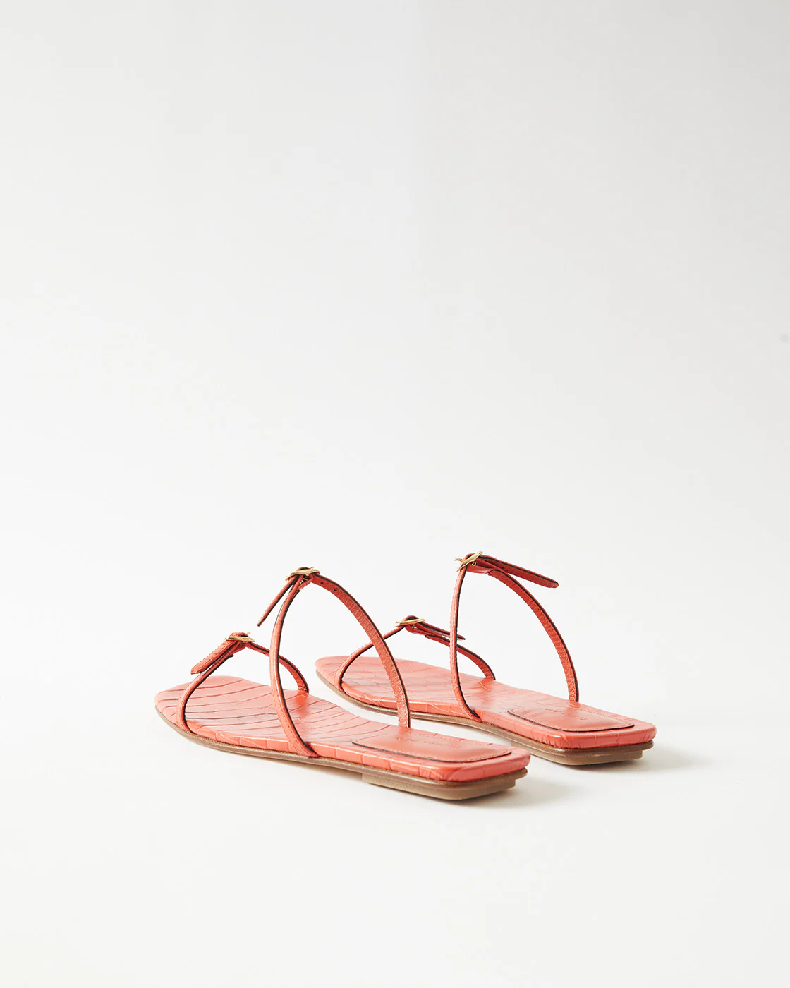 Clara Sandals Leather Emboss Croc Orange - Image 4