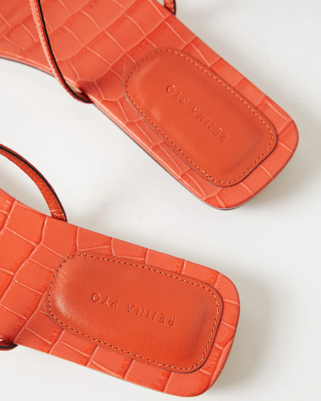 Clara Sandals Leather Emboss Croc Orange - Image 6