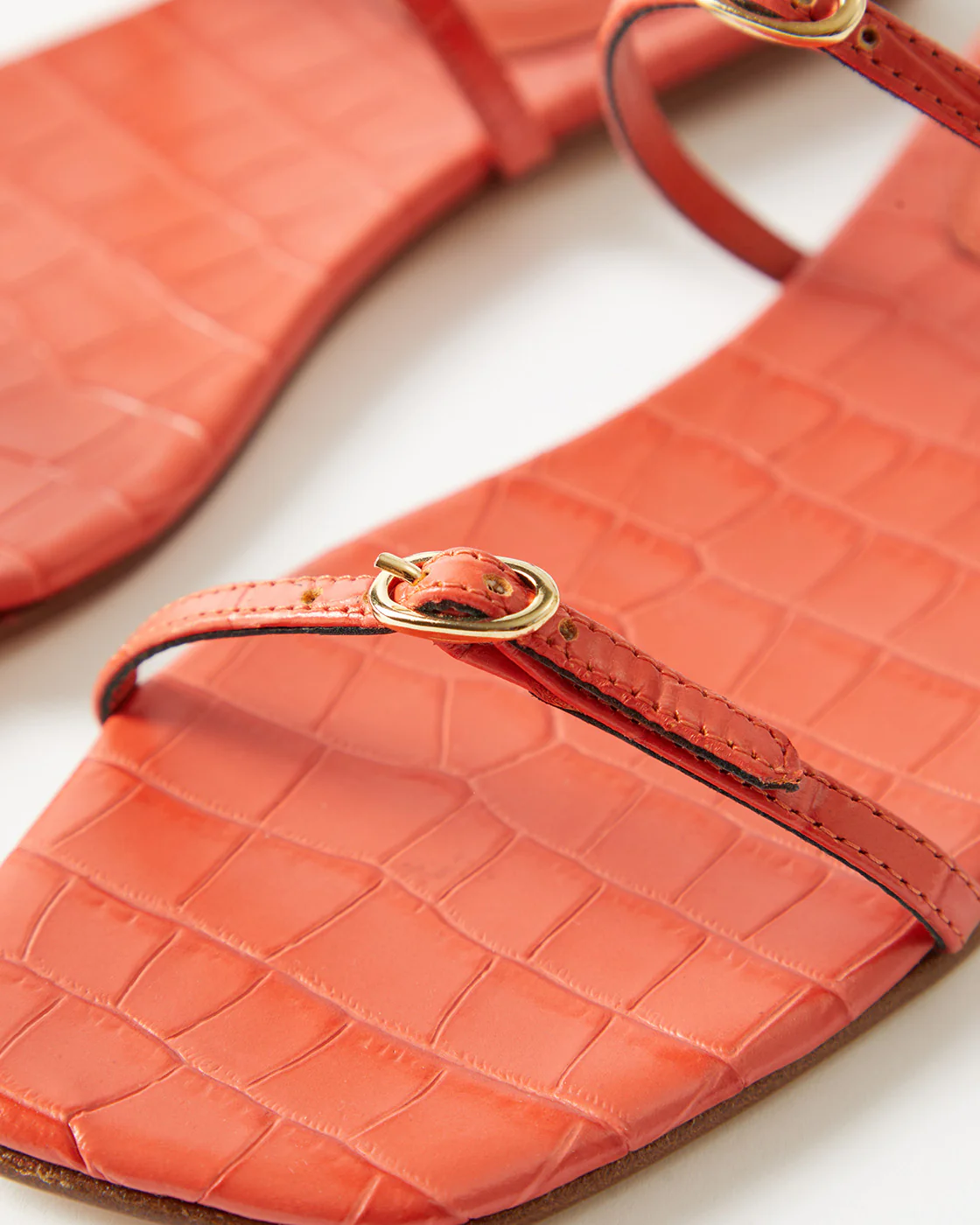 Clara Sandals Leather Emboss Croc Orange - Image 7