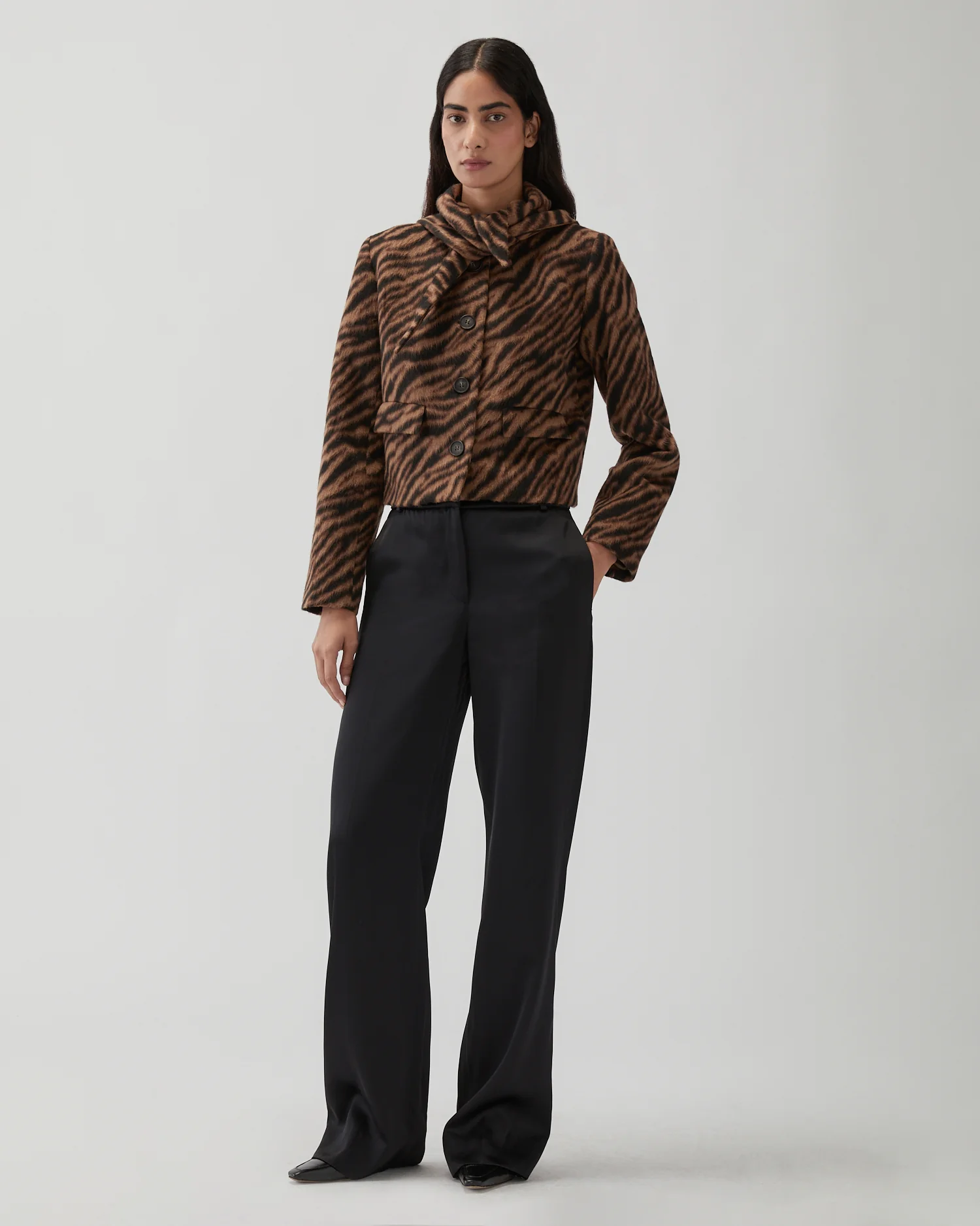 Cleo Jacket Wool Blend Jacquard Tiger Beige