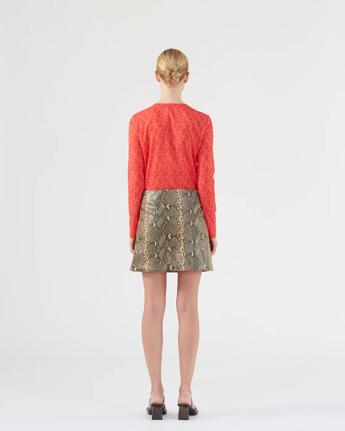 Elodie Skirt Faux Leather Snake Effect Beige - Image 6