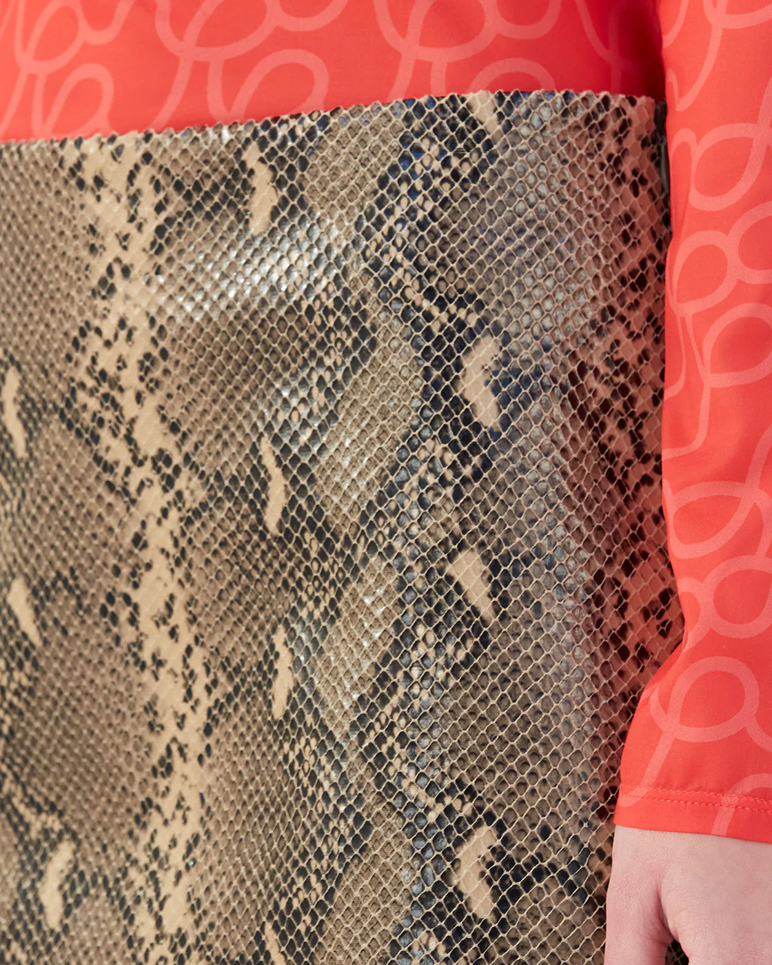 Elodie Skirt Faux Leather Snake Effect Beige - Image 7