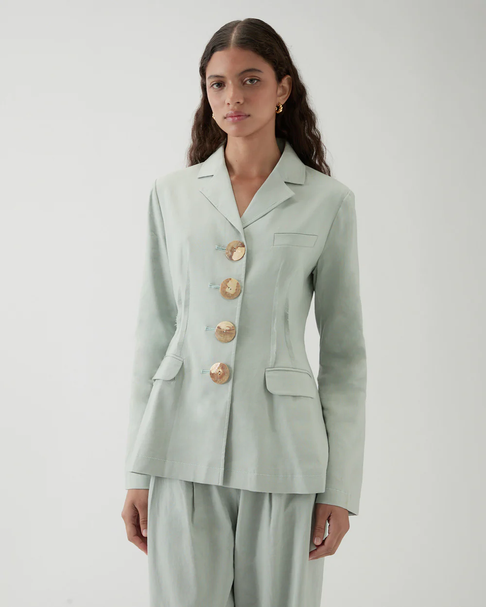 Etta Jacket Viscose Linen Blend Blue - Image 4