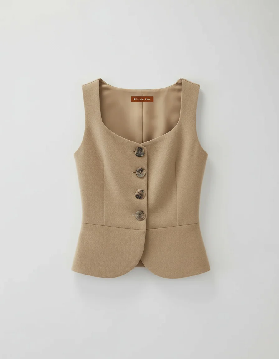 Eunice Vest Cotton Silk Double-face Beige - Image 2