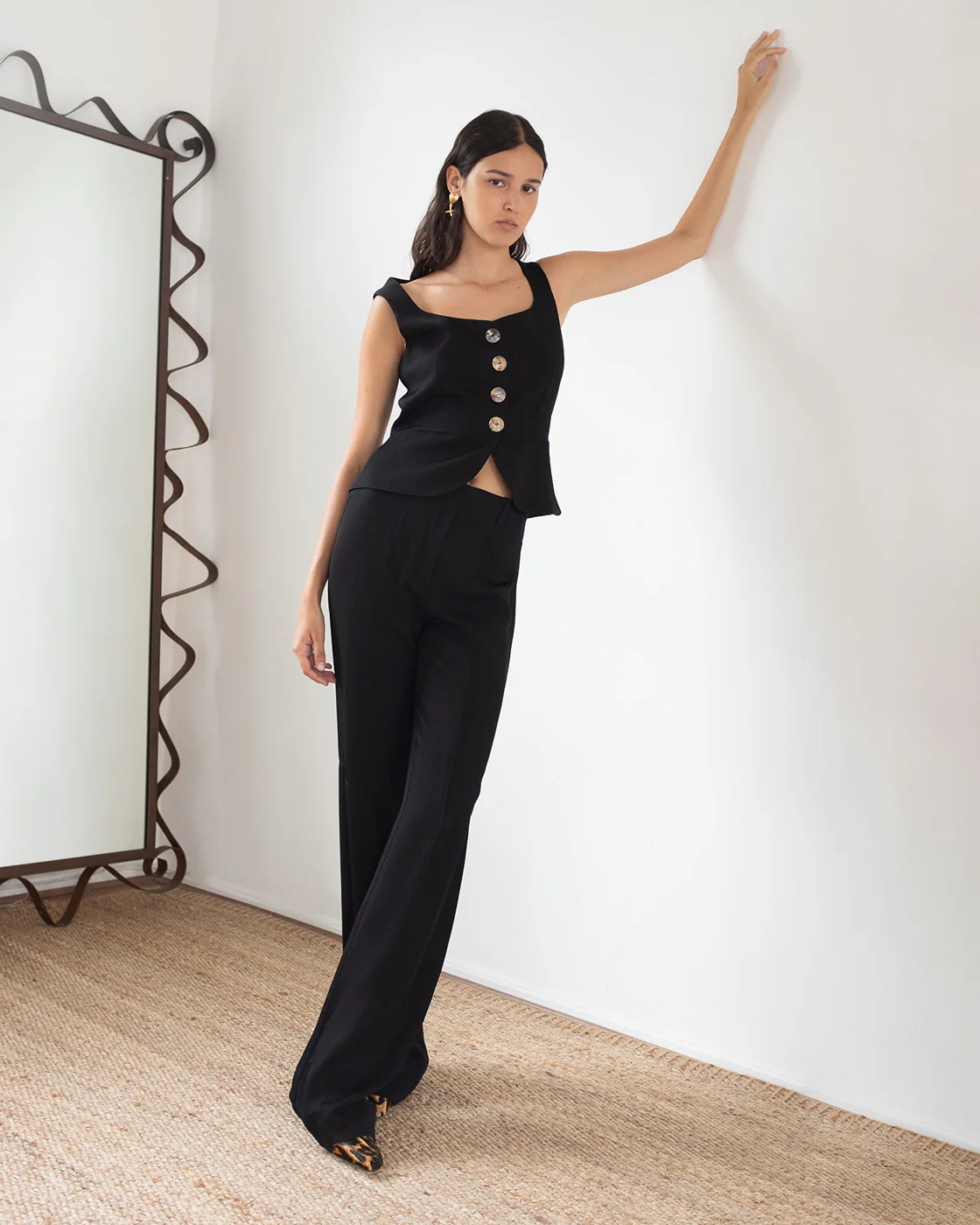 Eunice Vest Crepe Twill Viscose Black - Image 3