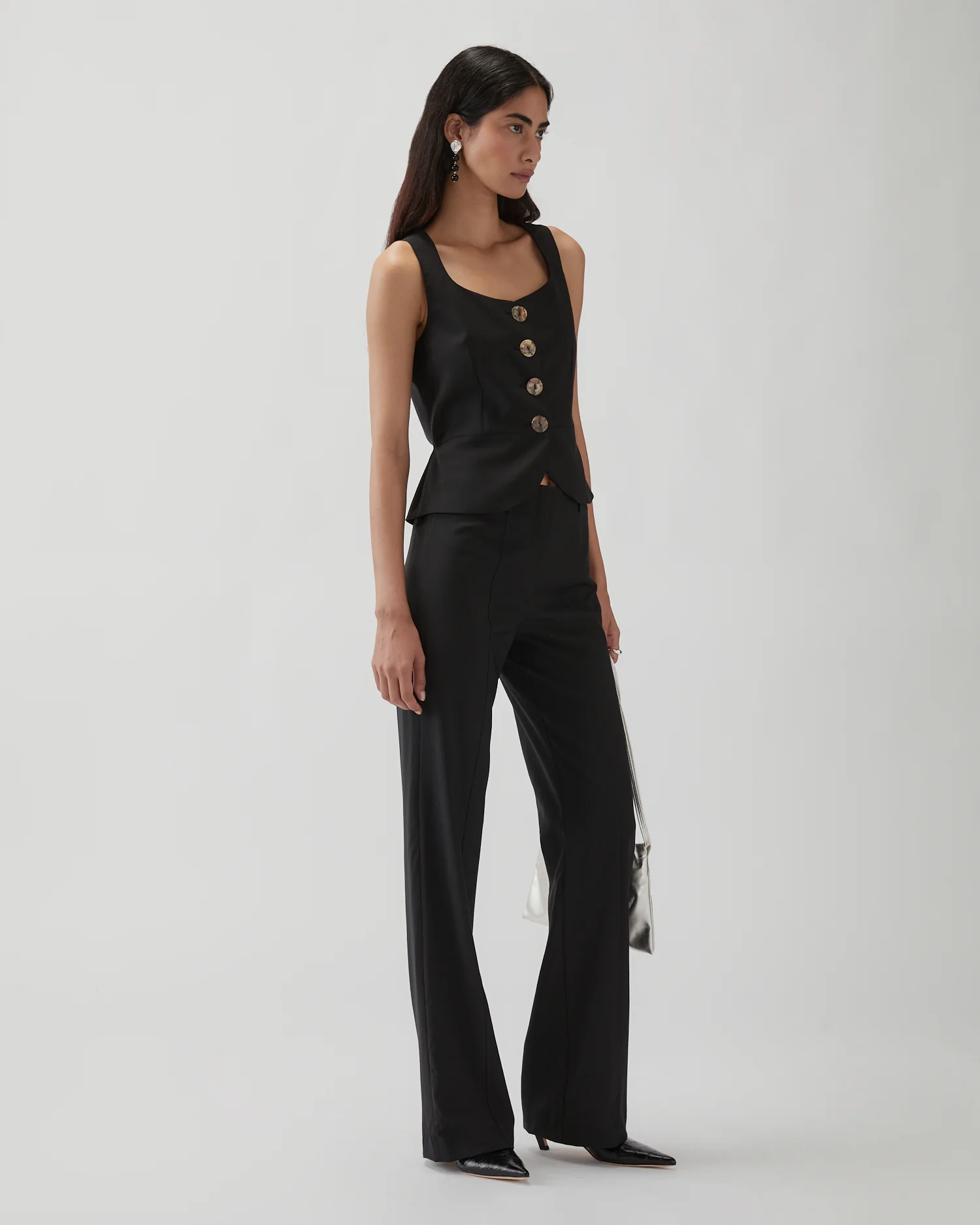Eunice Vest Wool Suiting Black - Image 3