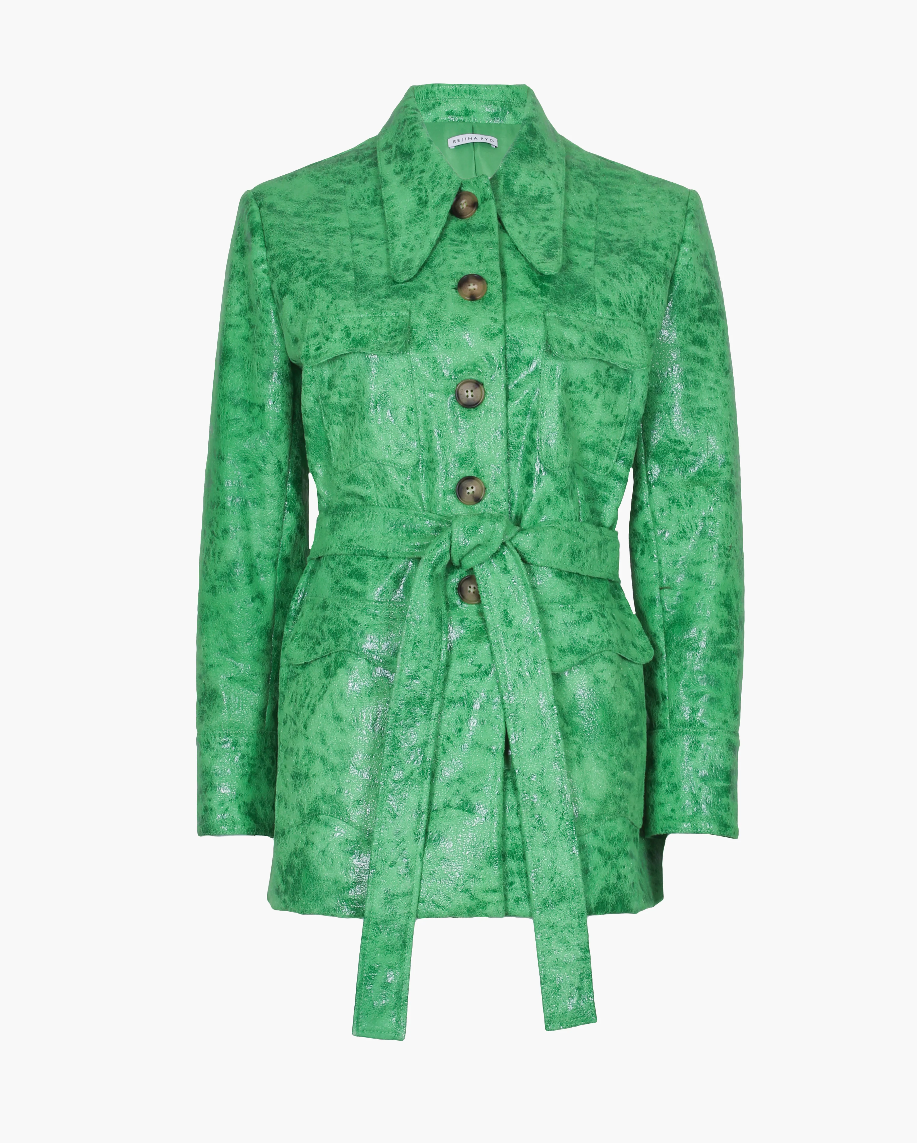 Felix Jacket Faux Leather Green - Image 5
