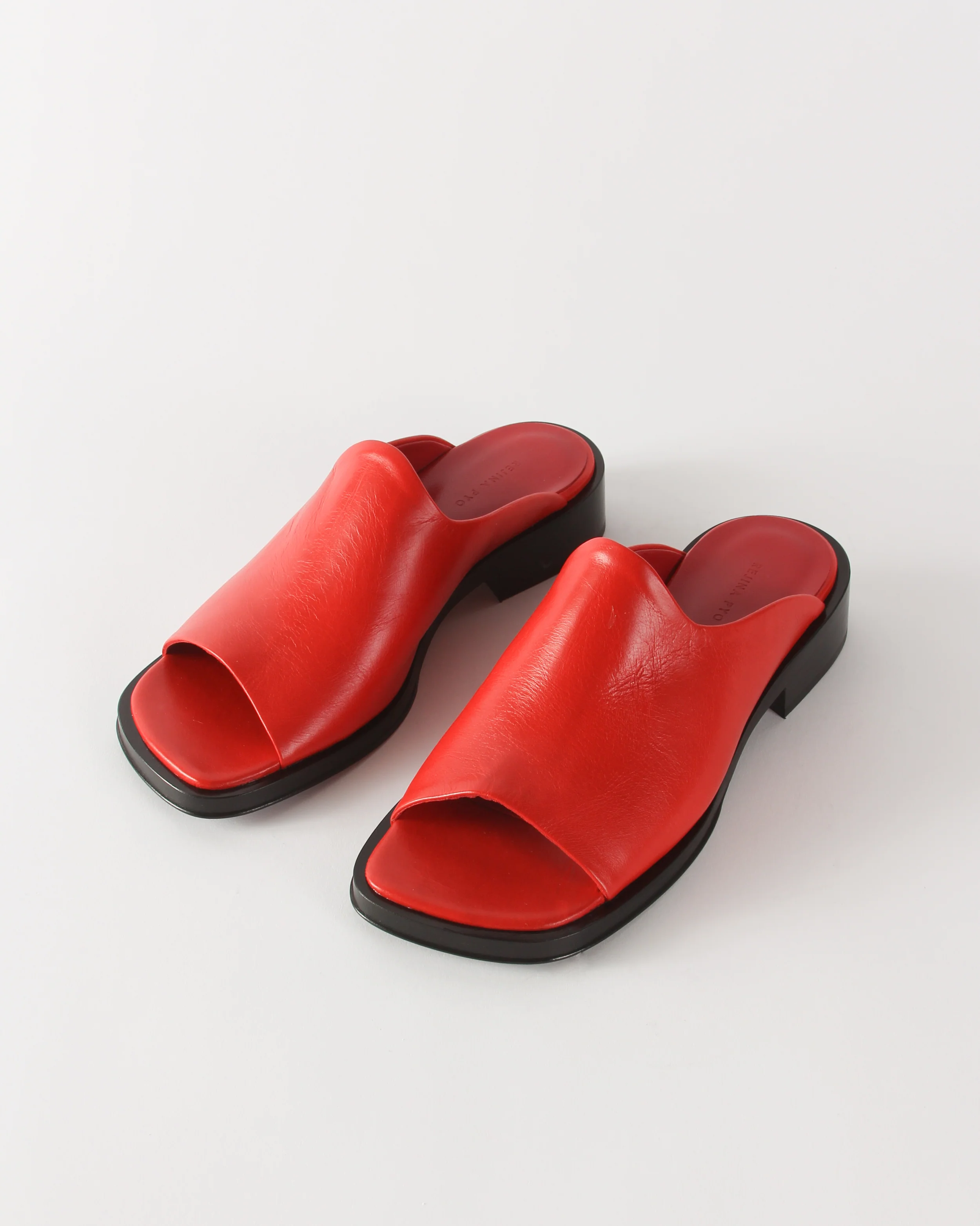 Flat Mule Leather Rosso - Image 3