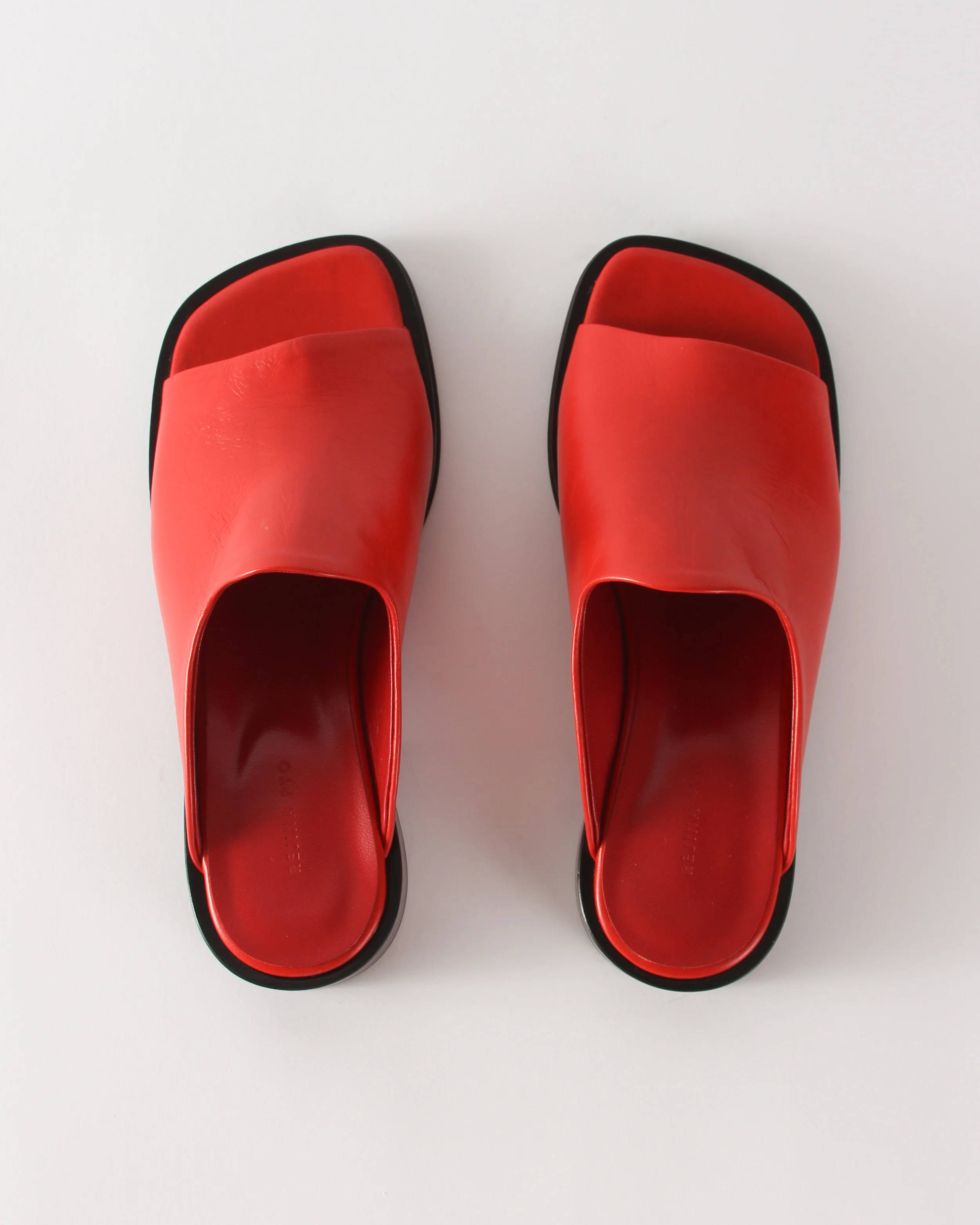 Flat Mule Leather Rosso - Image 4