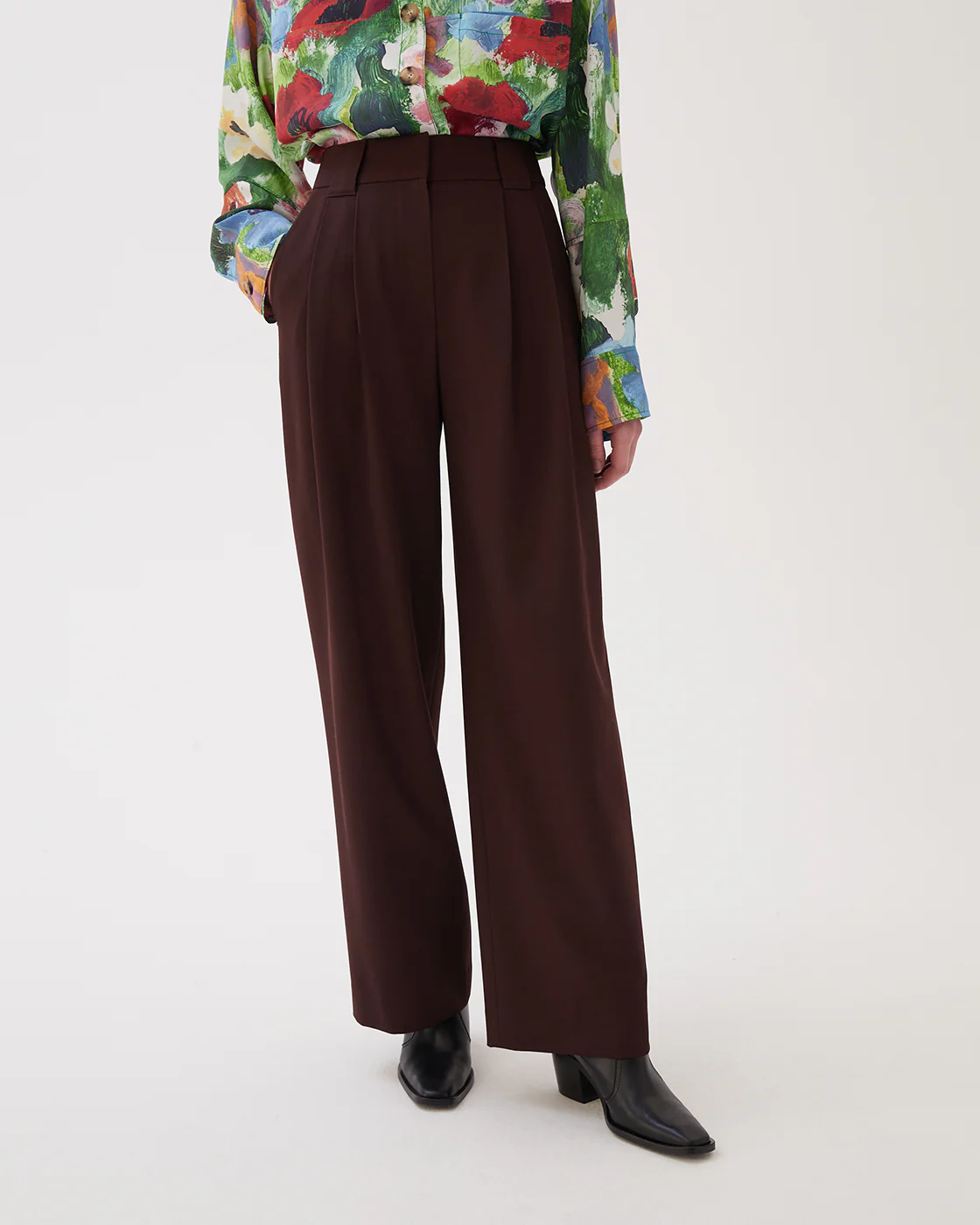 Freya Trousers Wool Blend Twill Burgundy - Image 4
