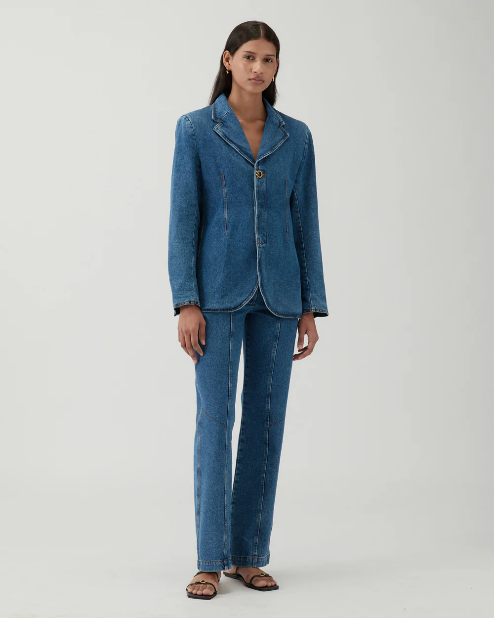 Isla Blazer Organic Cotton Denim Blue - Image 3