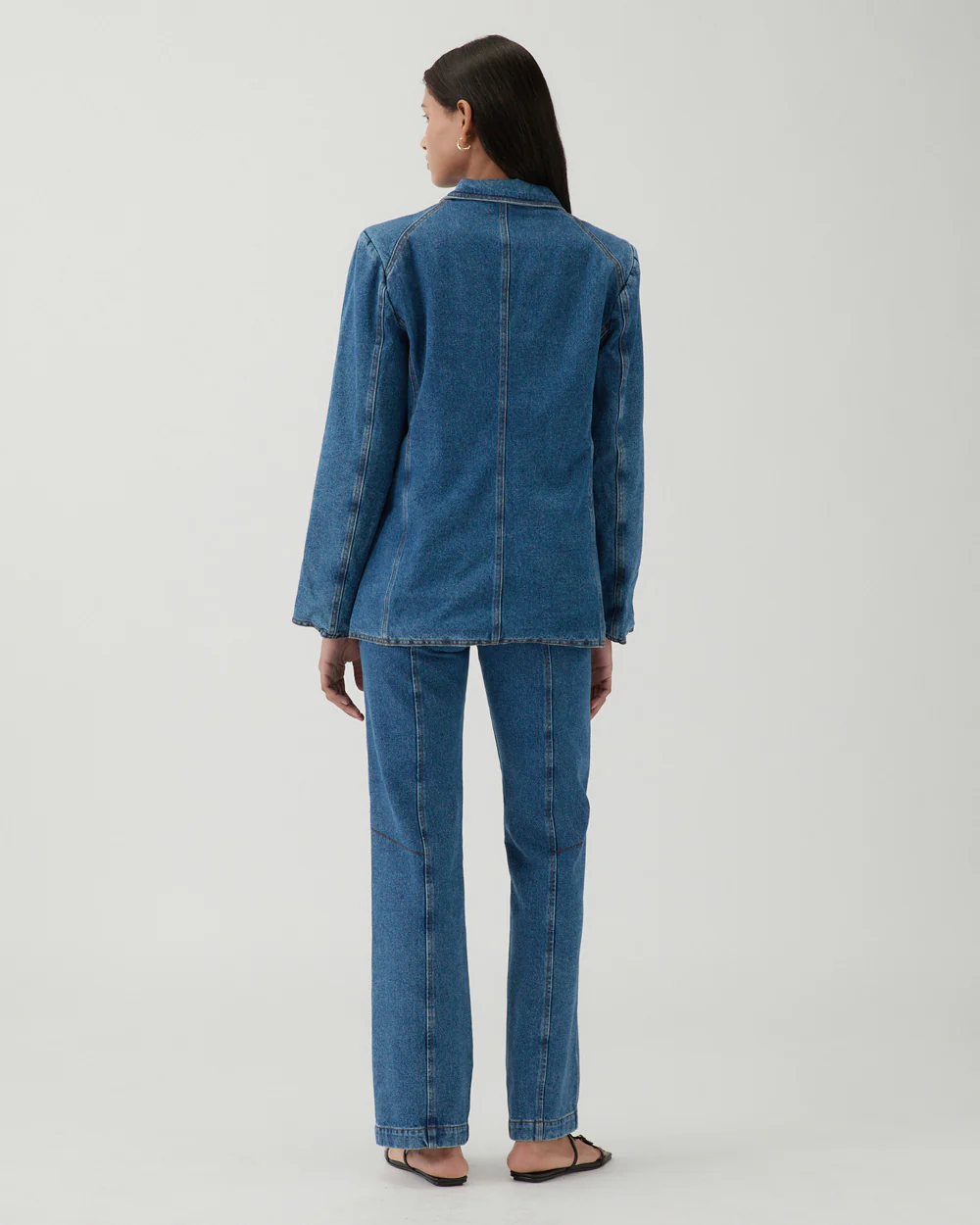 Isla Blazer Organic Cotton Denim Blue - Image 4