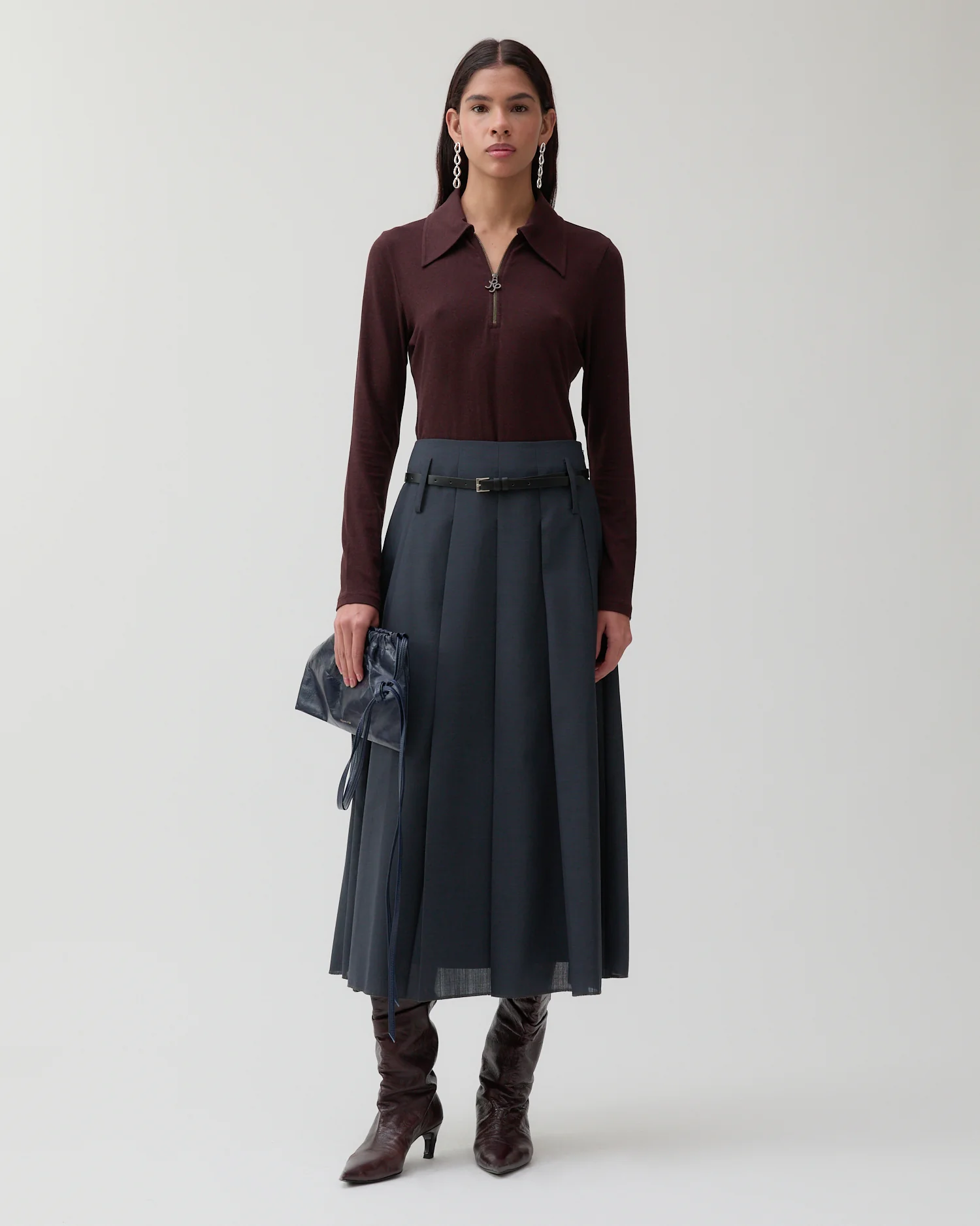 Jasmine Top Tencel Cotton Blend Jersey Brown - Image 6