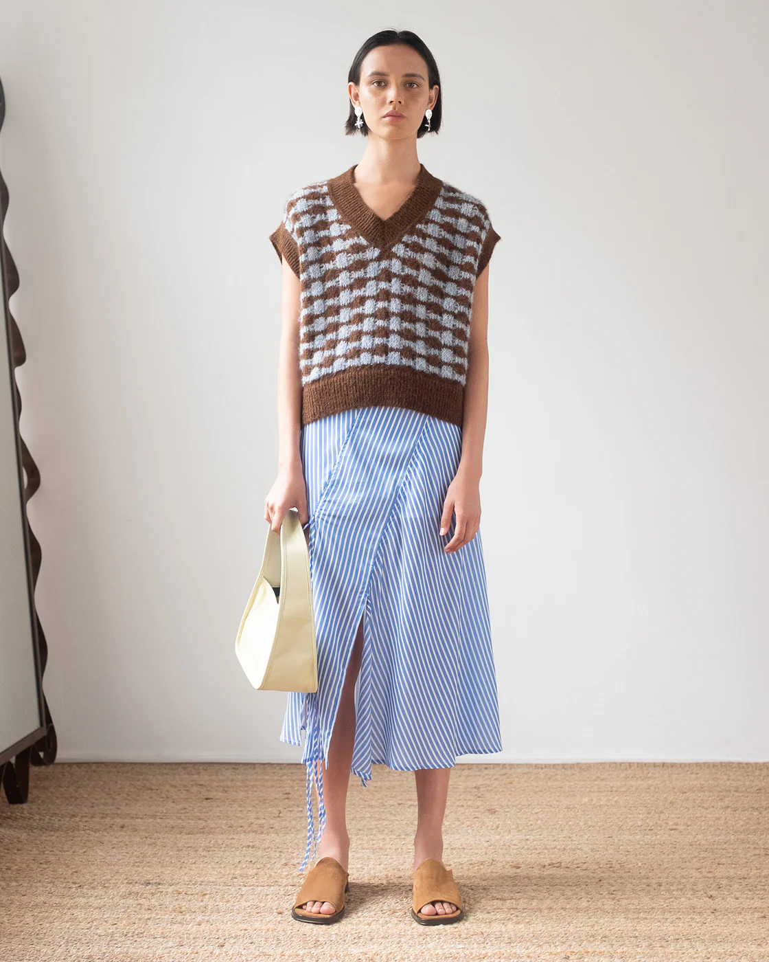 Joey Skirt Satin Stripe Blue - Image 2