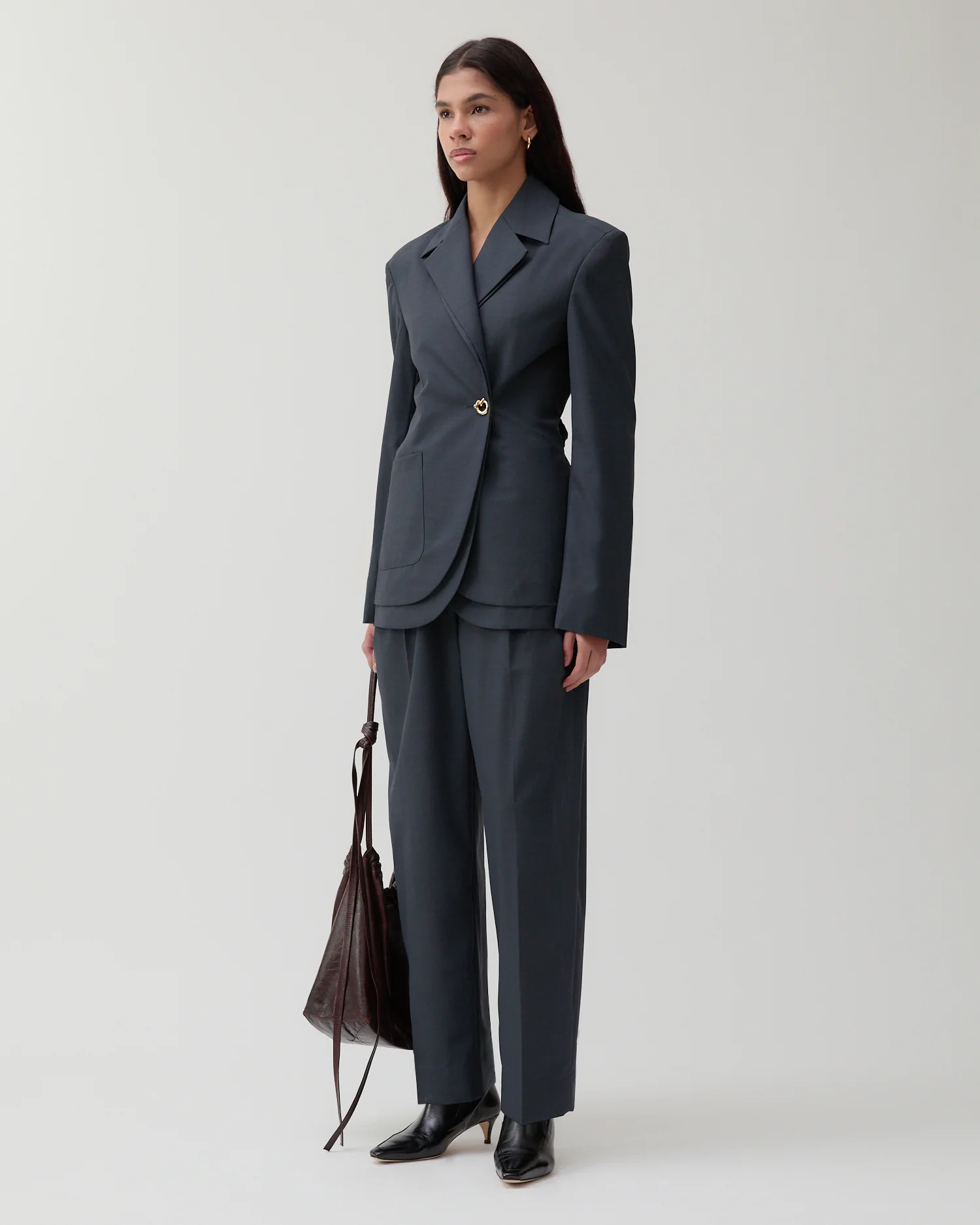 Johanna Blazer Wool Blend Suiting Slate - Image 5