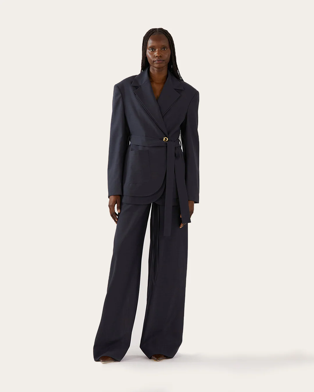 Johanna Blazer Wool Blend Suiting Slate - Image 7
