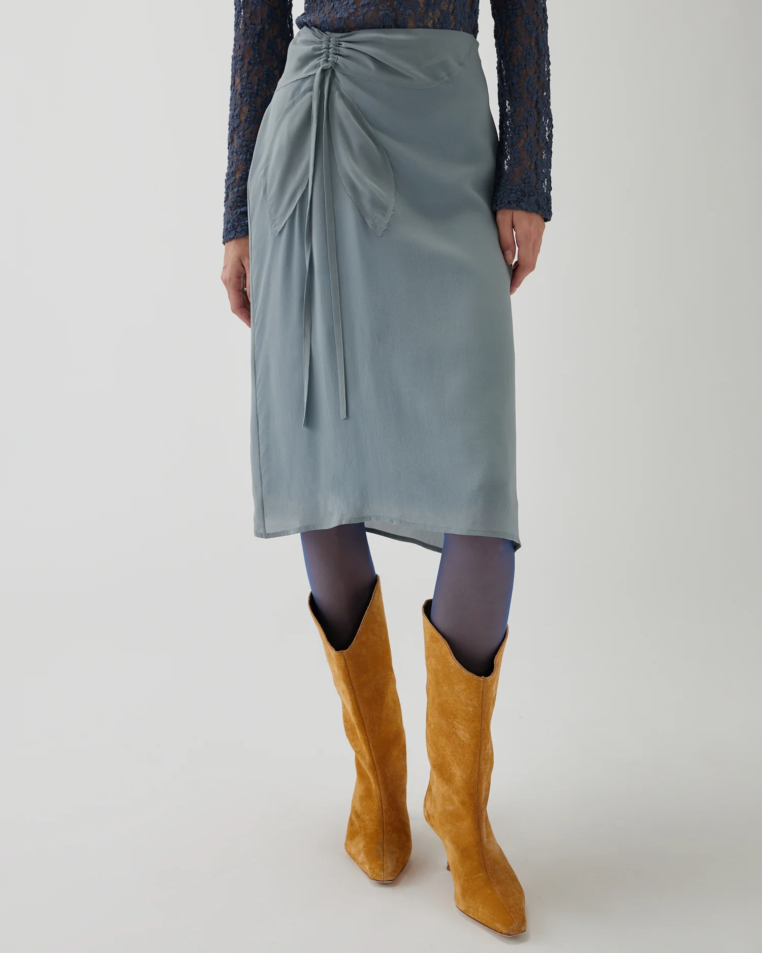 Juniper Skirt Silk Crepe Georgette Grey - Image 3