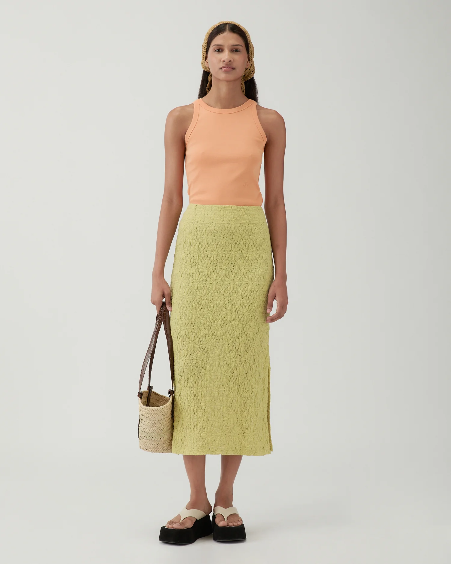 Justine Skirt Lace Floral Lime