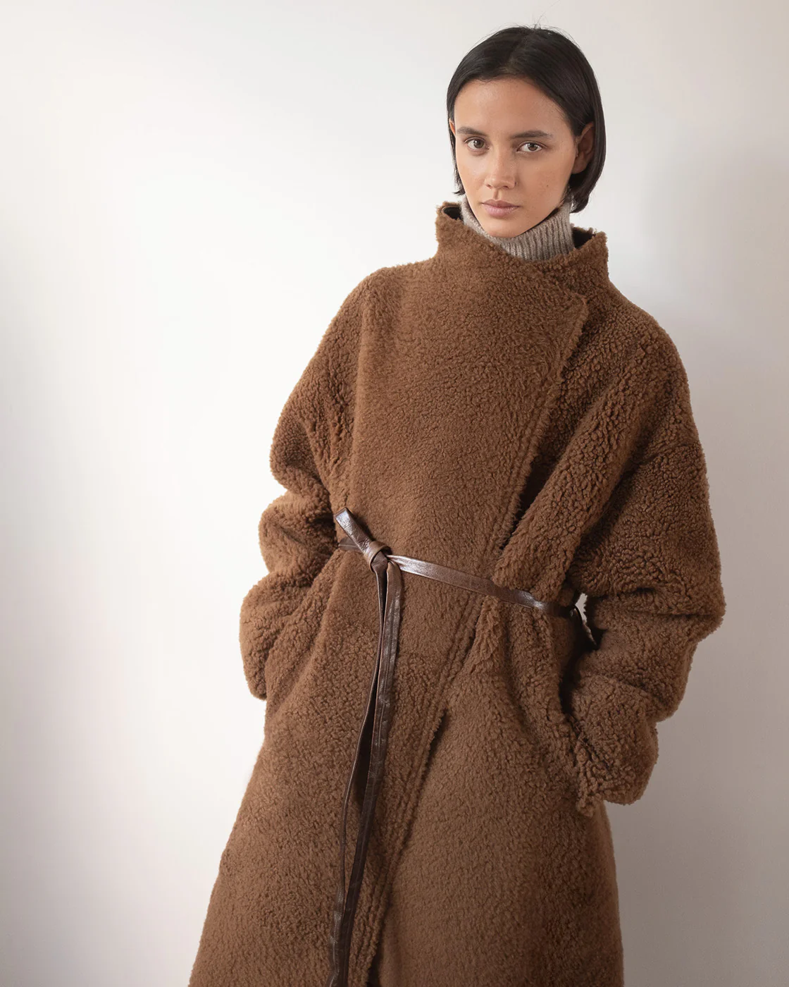 Kayla Coat Shearling Brown - Image 3
