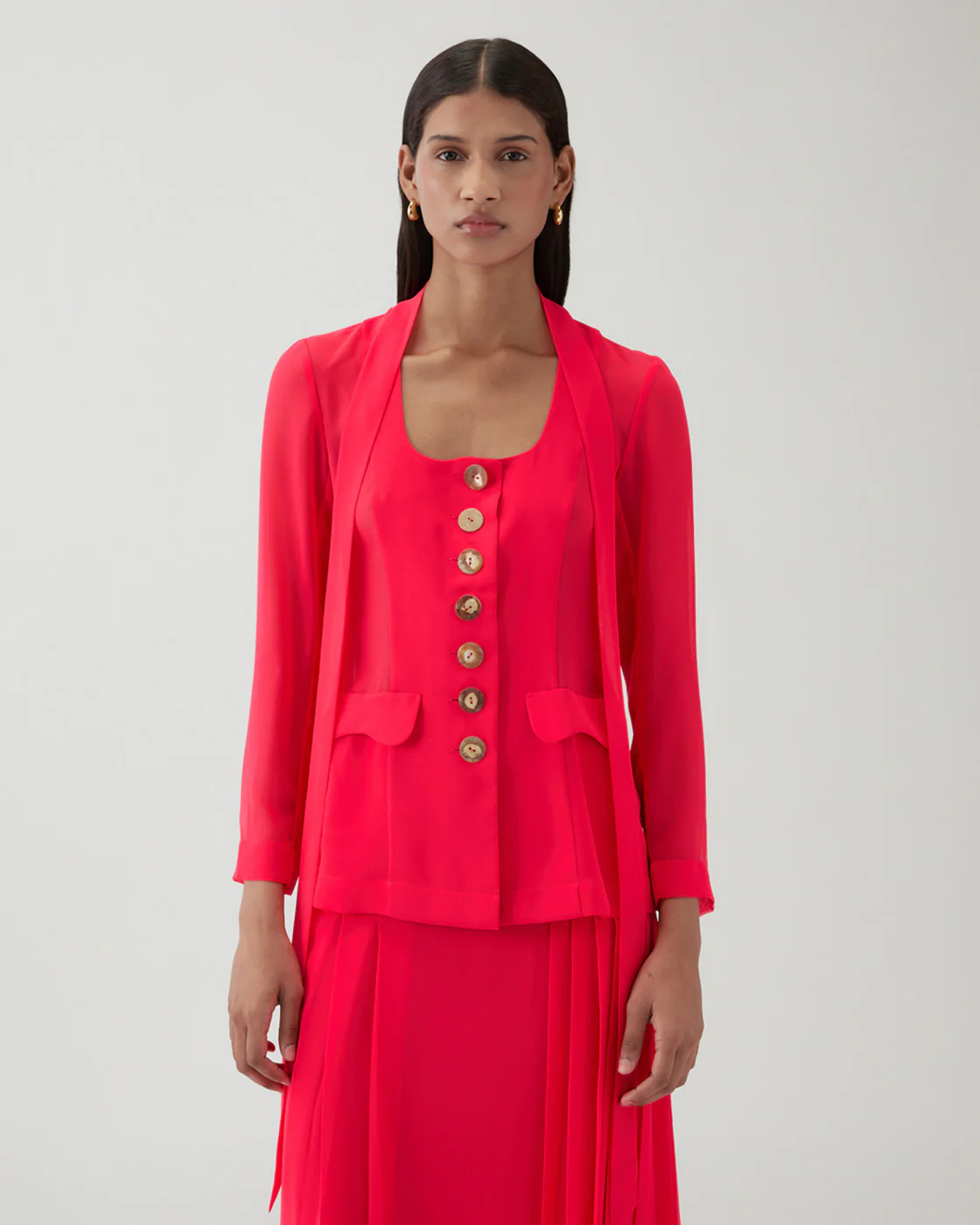 Kekoa Top Chiffon Hot Pink - Image 3