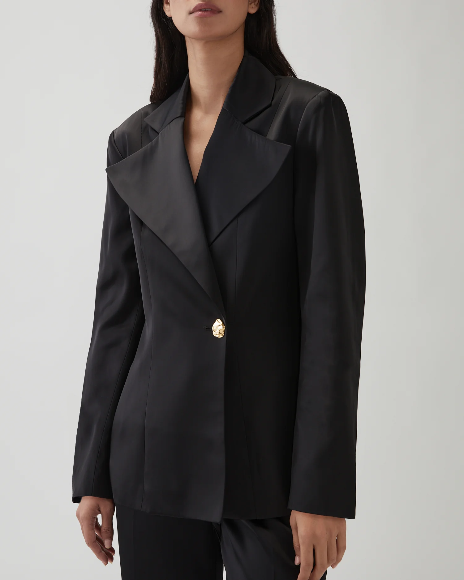 Leila Blazer Duchesse Satin Black - Image 2