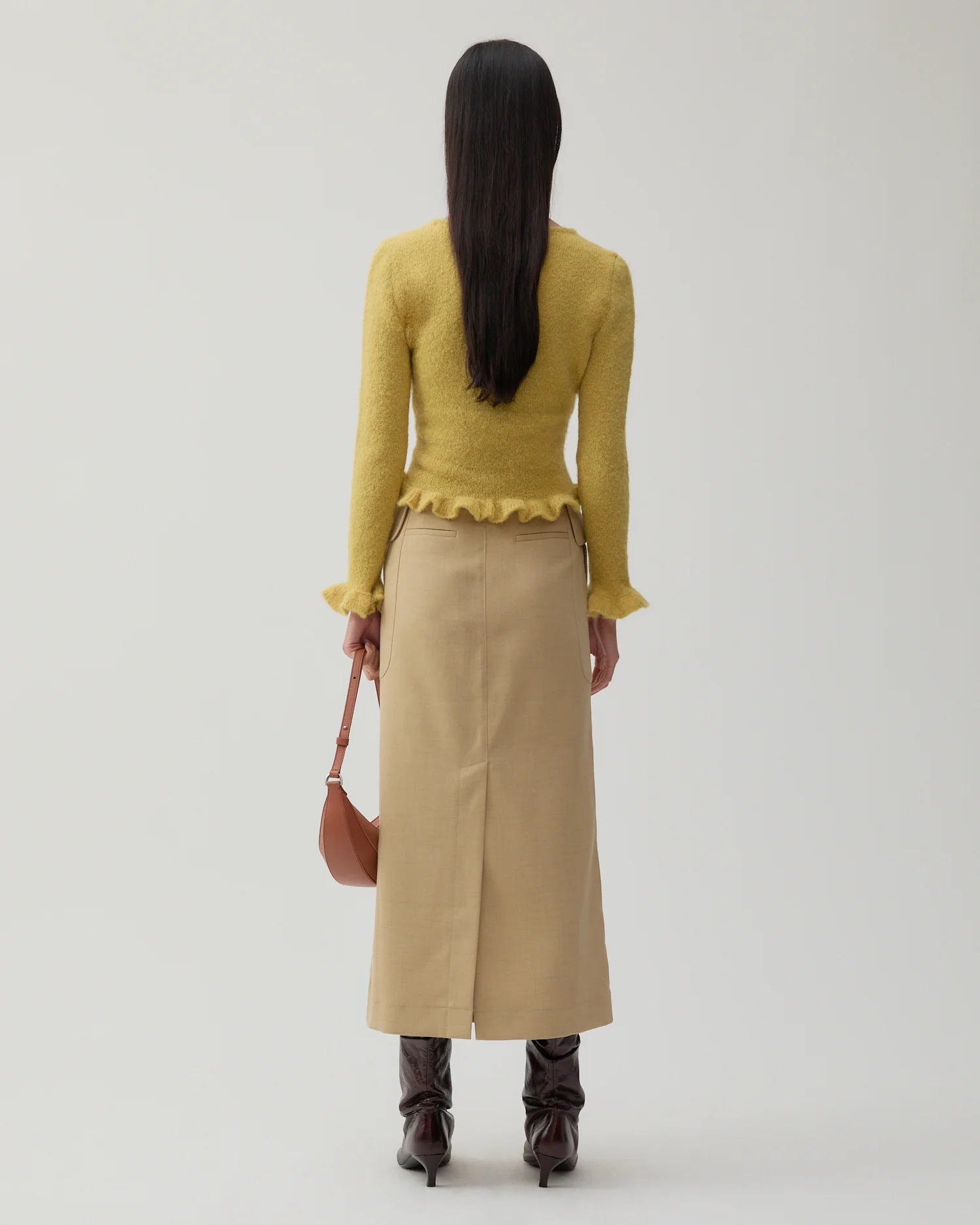 Lila Skirt Tencel Blend Suiting Beige - Image 3