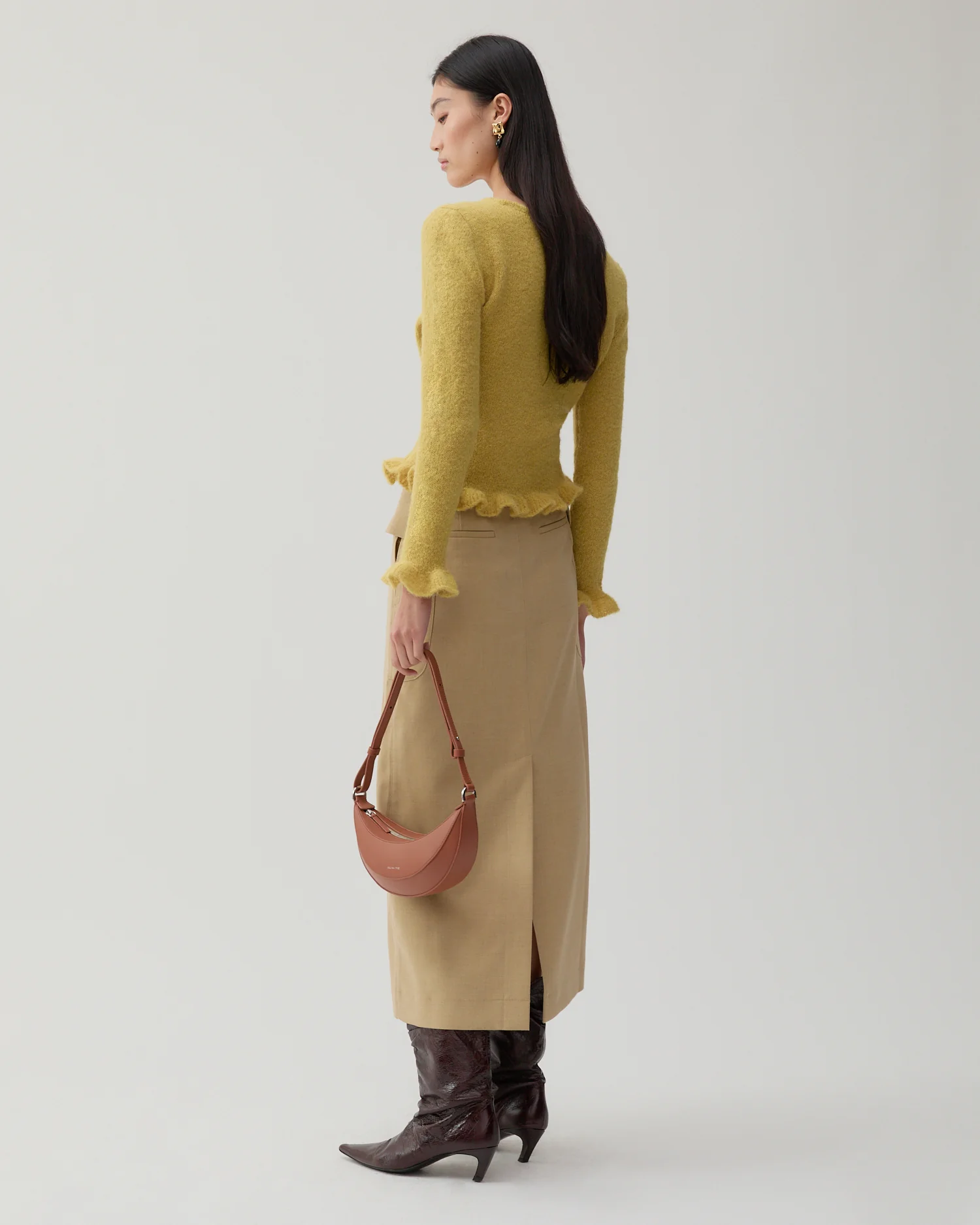 Lila Skirt Tencel Blend Suiting Beige - Image 4