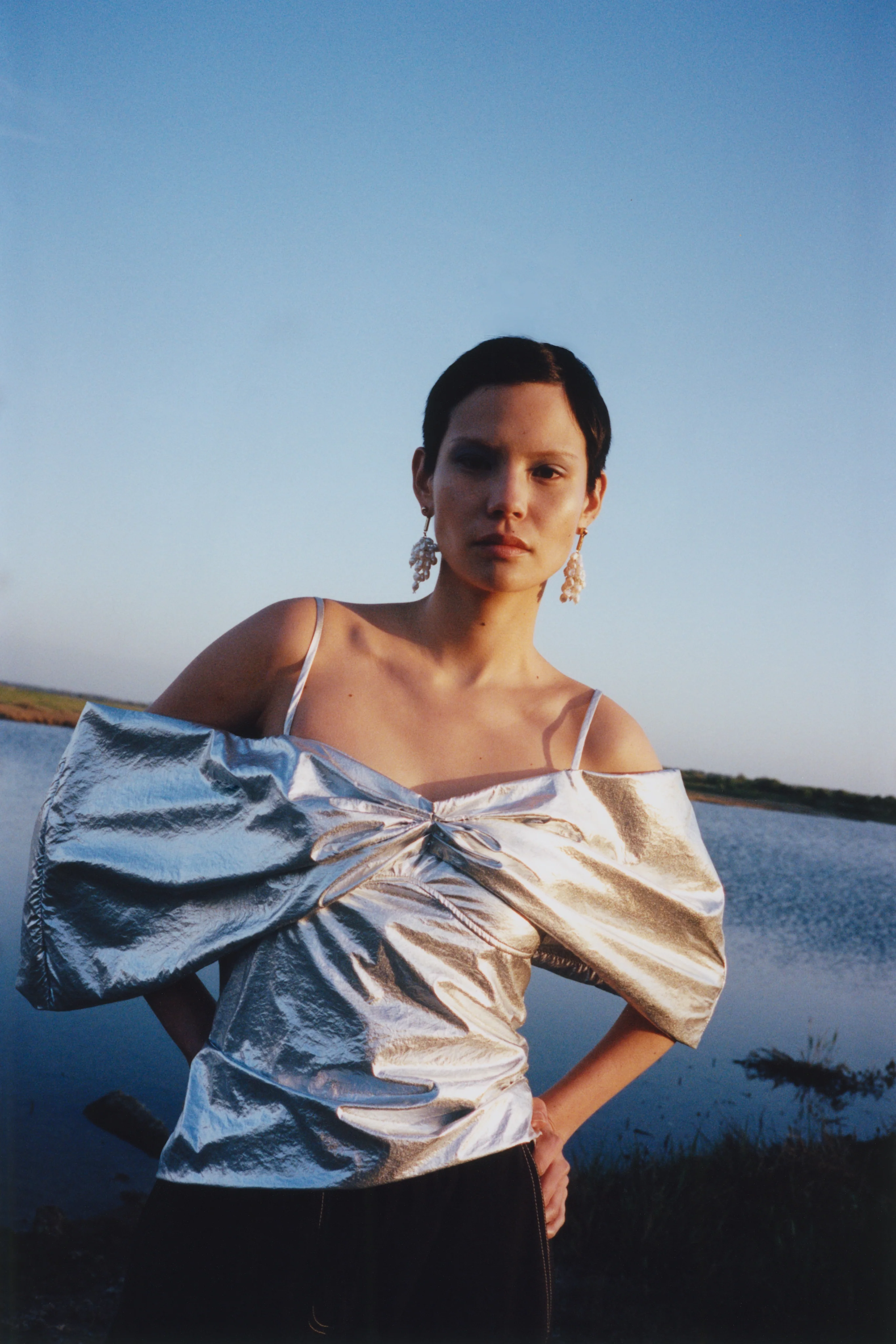 Lou Blouse Lamé Metallic Silver - Image 10