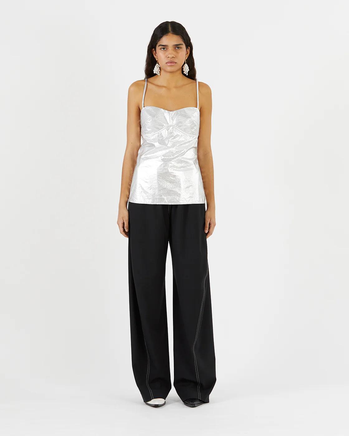 Lou Blouse Lamé Metallic Silver - Image 4