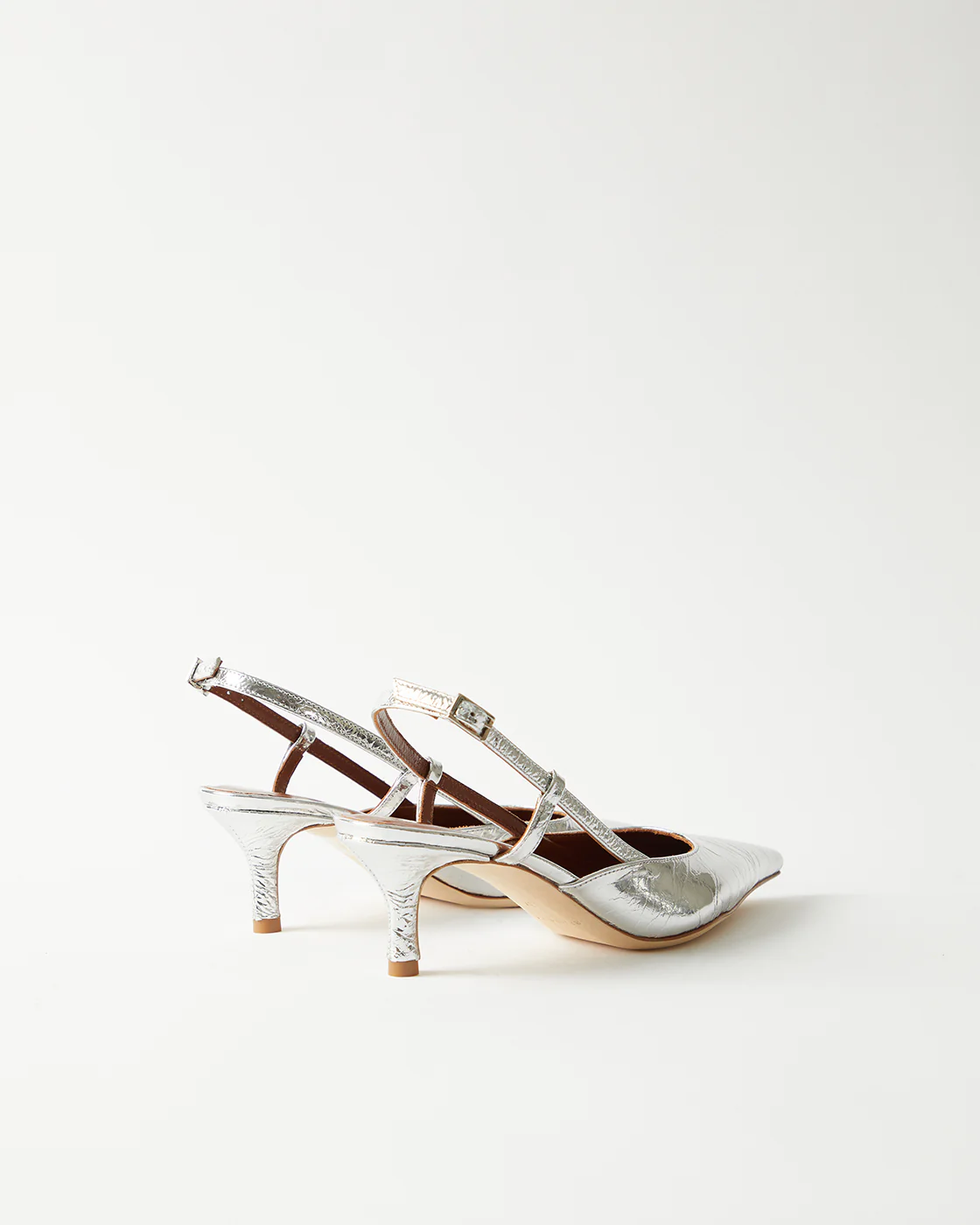 Lou Kitten Heels Leather Silver - Image 6